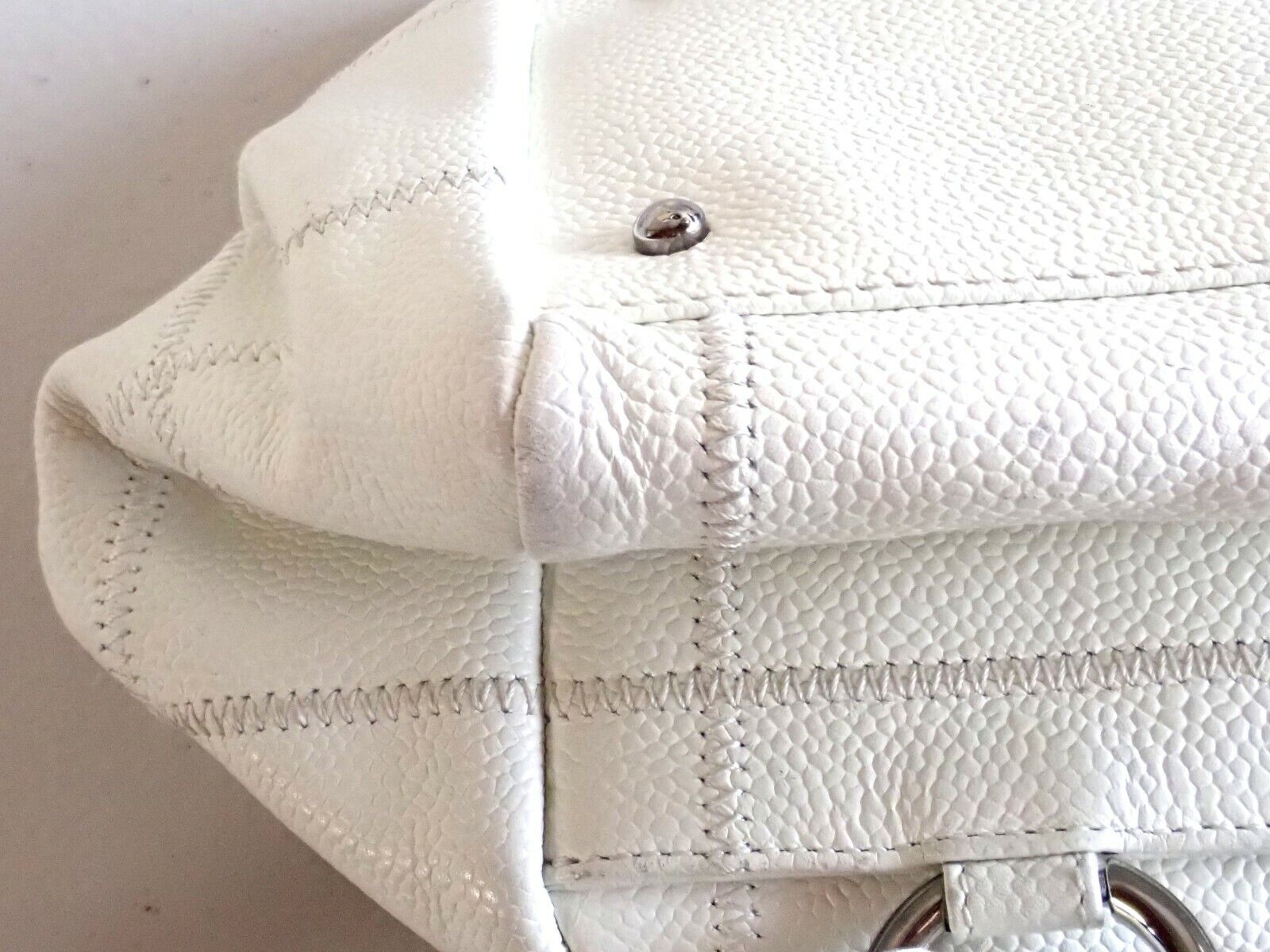 Authentic 2005 Chanel Lax Square Stitch Cream Caviar Leather Handbag - Luxury Vintage Bag for Women, Perfect for Parties, Weddings & Special Occasions