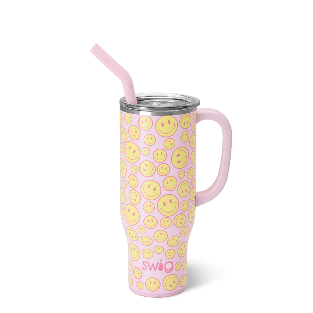 Oh Happy Day Mega Mug 30oz - Large Insulated Coffee Cup with Lid - Perfect for Home, Office & Travel - BPA Free Stainless Steel Tumbler for Hot & Cold Drinks