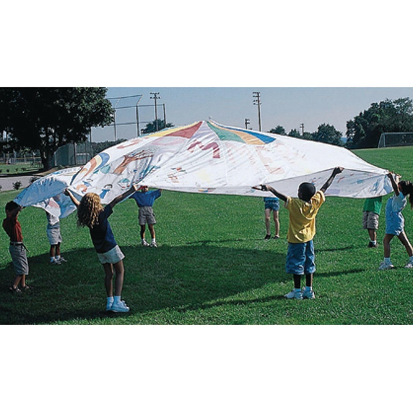 24' Color-Me Play Parachute with 20 Handles - Large Group Activity Parachute for Kids Games, Gym Class & Outdoor Play - Perfect for Schools, Parks & Team Building