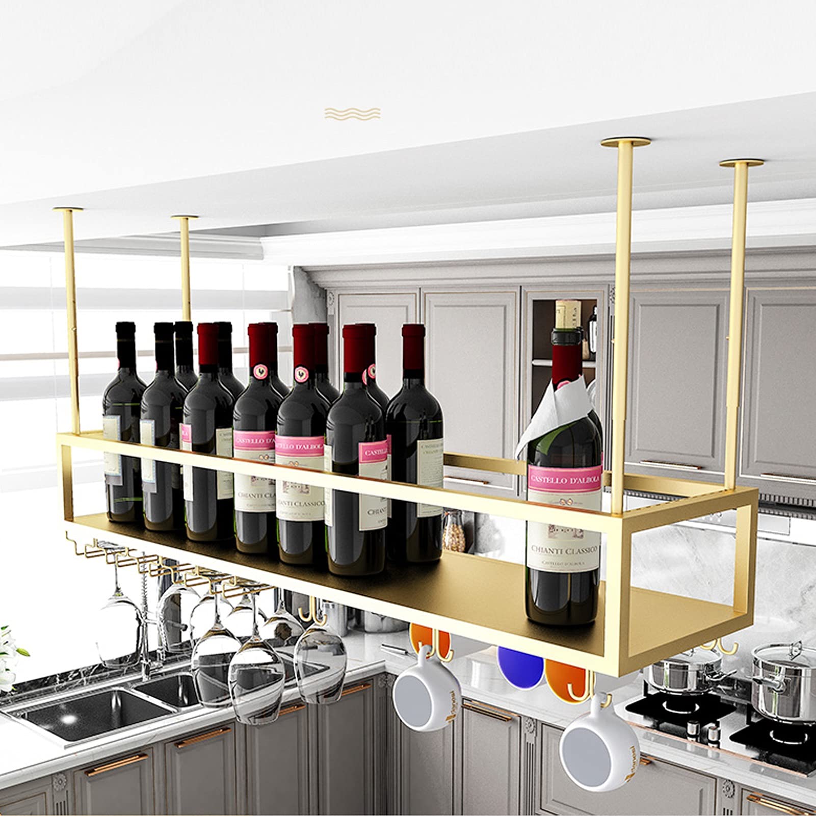 Upside Down Wine Rack - Ceiling Mounted Stemware Holder for Wine Glasses, Champagne Flutes & Goblets | Space-Saving Bar, Restaurant & Kitchen Storage Solution | Perfect for Home Entertaining & Commercial Display