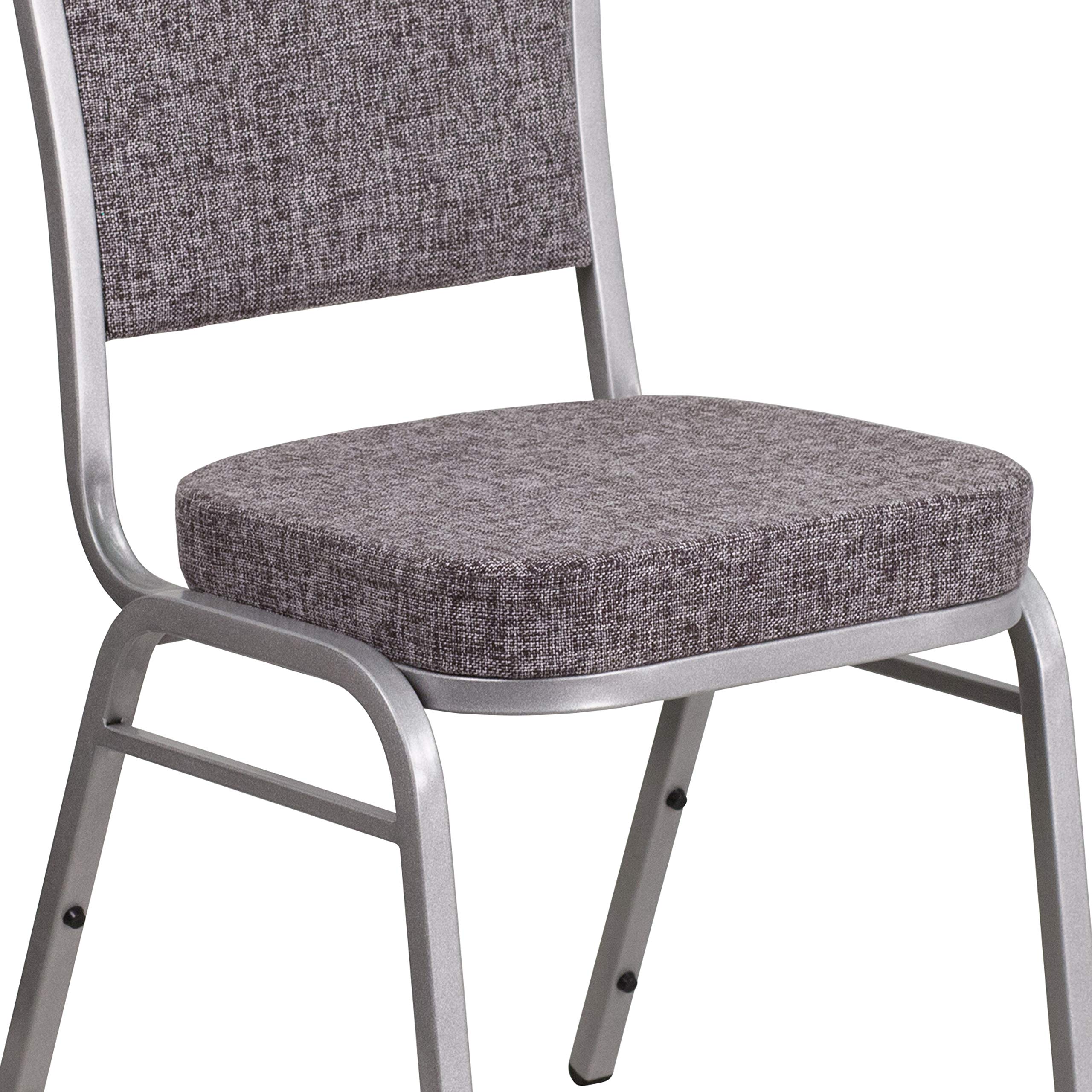 4 Pack Stackable Banquet Chairs with Herringbone Fabric & Silver Metal Frame - Perfect for Weddings, Events, and Home Dining