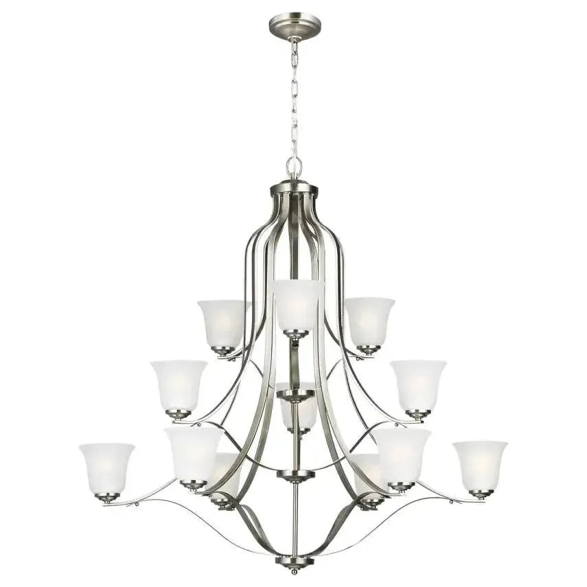 Emmons 12-Light Crystal Chandelier with LED Bulbs - Elegant Dining Room Lighting Fixture for Modern Home Decor