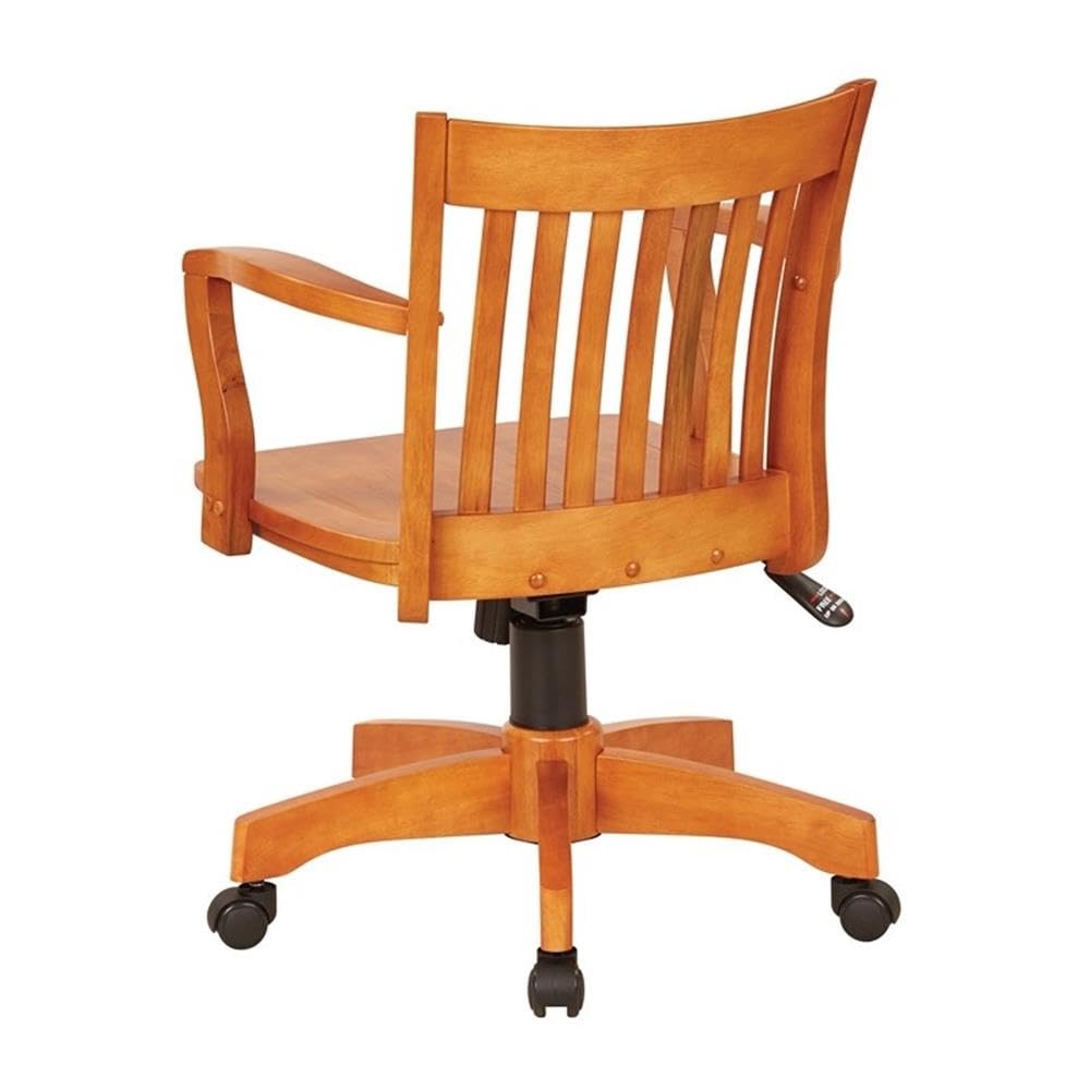 Premium Wooden Banker's Office Chair - Ergonomic Fruit Wood Seat for Home & Office - Comfortable Executive Desk Chair for Professionals & Workspaces