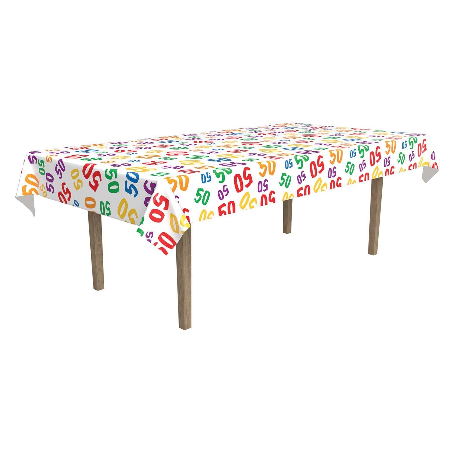 12 Pack Beistle 50th Birthday Party Table Covers - Premium Disposable Tablecloths for Golden Anniversary Decorations, Party Supplies & Celebration Decor - Perfect for Banquet Halls, Restaurants & Home Parties