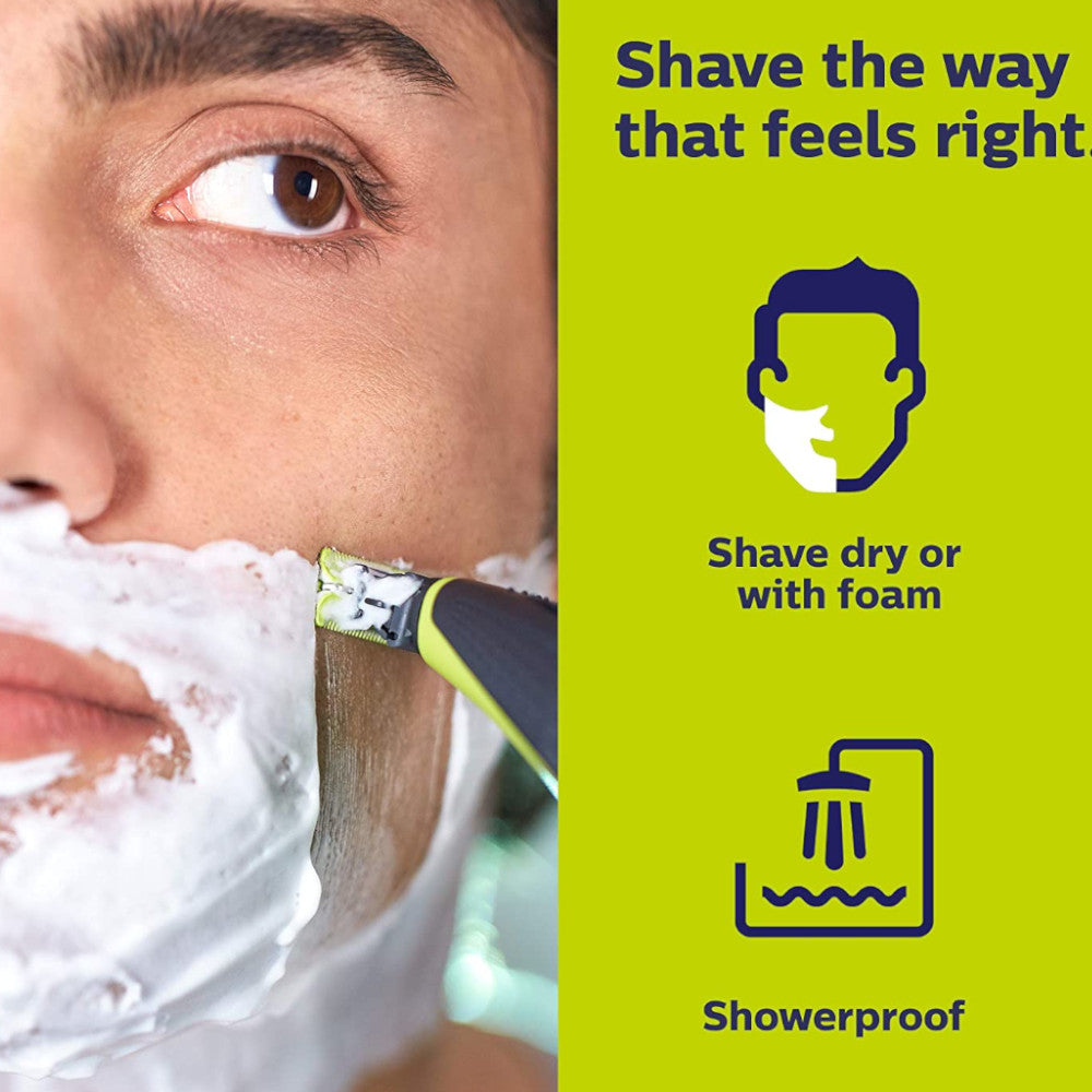 PHILIPS OneBlade Hybrid Electric Trimmer & Shaver QP2520/21 - 3-in-1 Facial Hair Grooming Kit for Men, Wet/Dry Use - Perfect for Travel, Daily Shaving & Beard Styling
