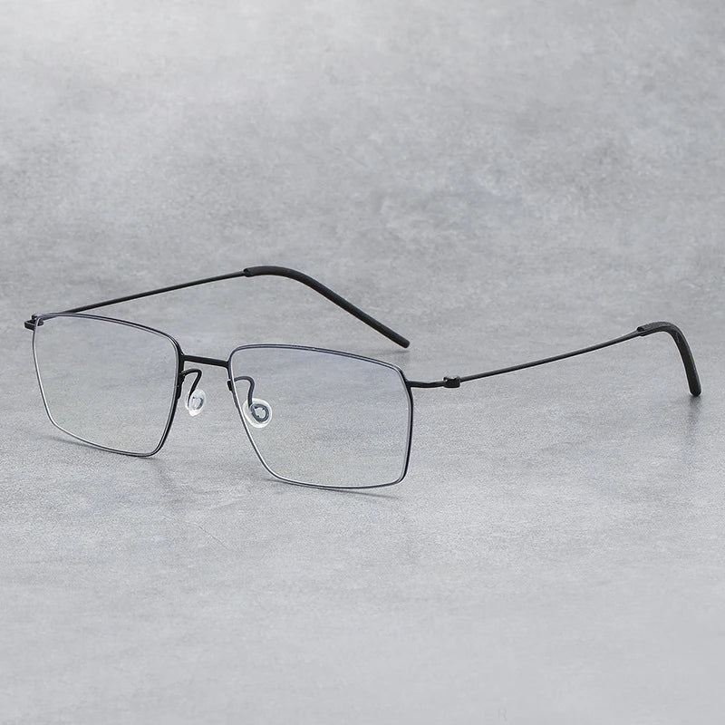 Premium Black Titanium Square Unisex Screwless Eyeglasses Frame 45509 - Stylish & Lightweight for Work, Reading & Everyday Wear