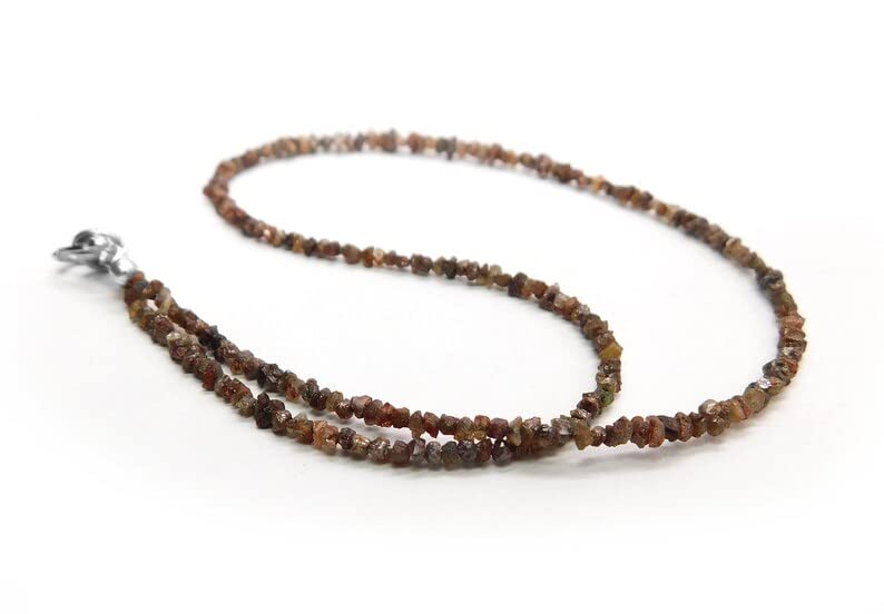 Natural White Grey Raw Uncut Diamond Beads Necklace | 2.5-3mm Rough Diamond Silver Clasp Jewelry | Elegant Handmade Beaded Necklace for Women, Wedding, Anniversary & Special Occasion Gifts