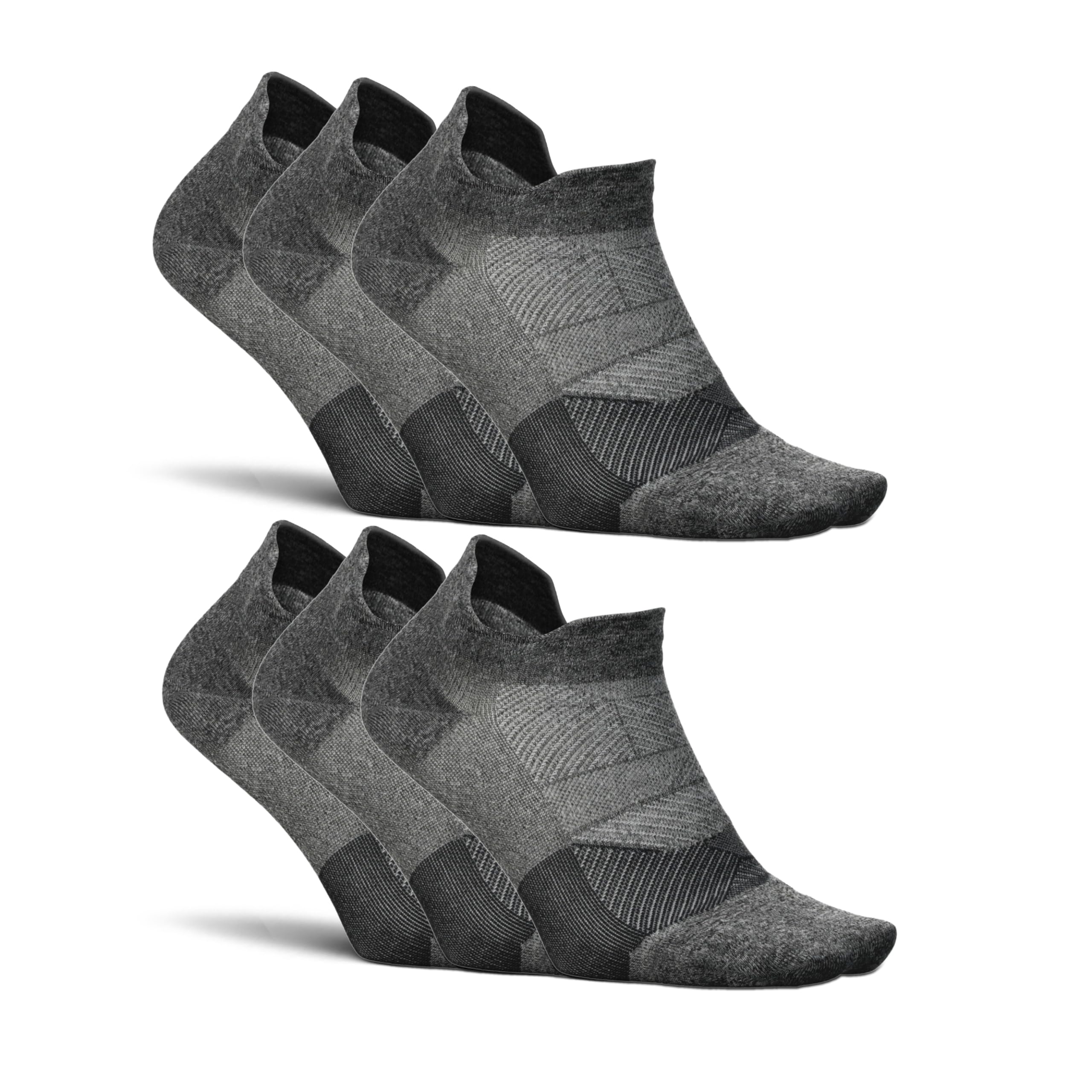 Feetures Elite Ultra Light Cushion Ankle Socks - Breathable Running Socks with Targeted Compression for Men & Women - Perfect for Marathon, Gym & Outdoor Sports - 6 Pairs (New Gray, Medium)