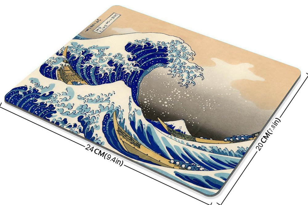 Smooffly The Great Wave Mouse Pad - Hokusai Art Print Non-Slip Rubber Gaming Mousepad - Perfect for Office, Home & PC Gaming Setup