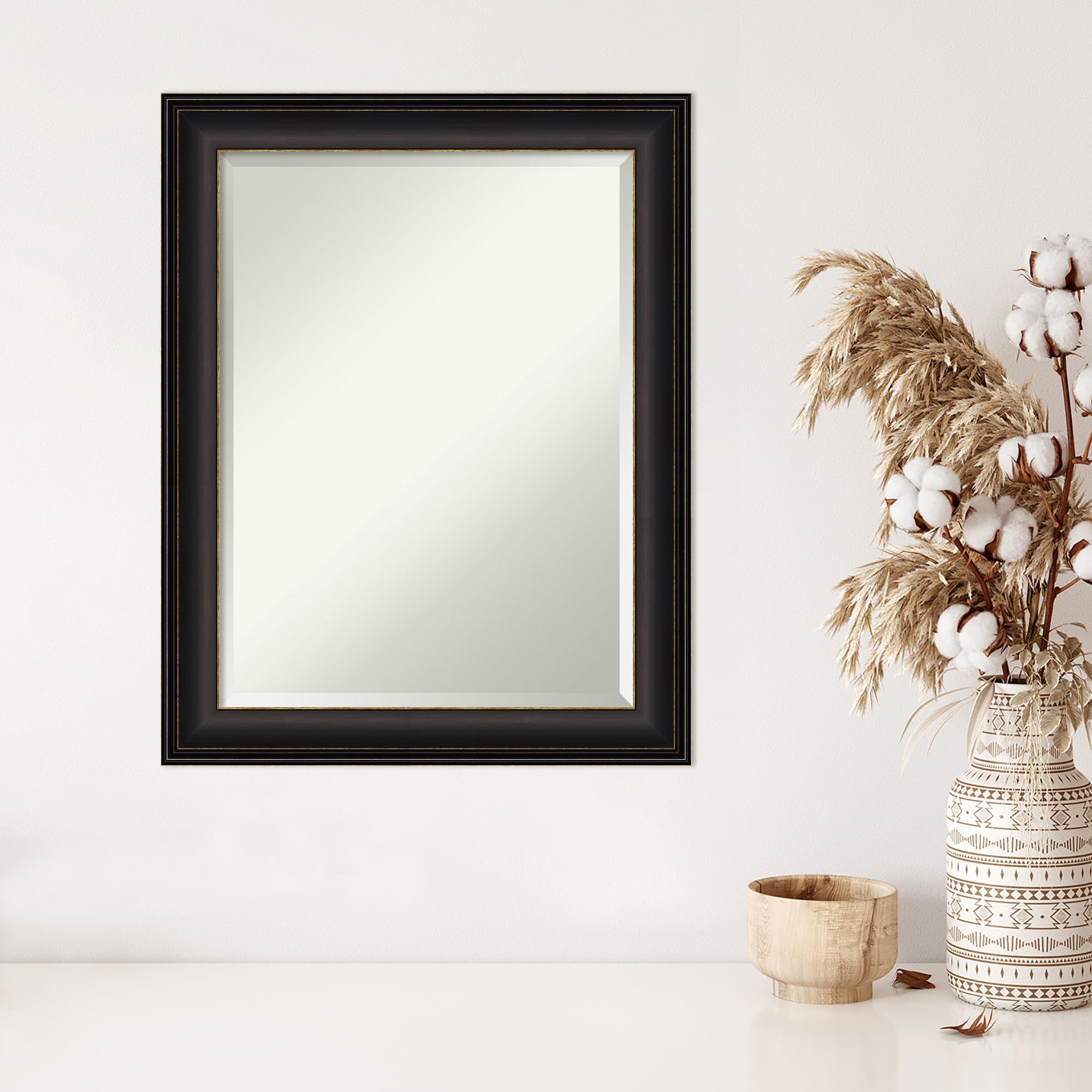 Amanti Art Bronze Wall Mirror Set of 3 - 29x23 Inch Oil Rubbed Bronze Rectangular Bathroom & Living Room Wall Decor with Beveled Edge, Traditional Medium Frame - Perfect for Bathroom Vanity, Entryway or Bedroom Decor (Hangs Horizontally & Vertically)