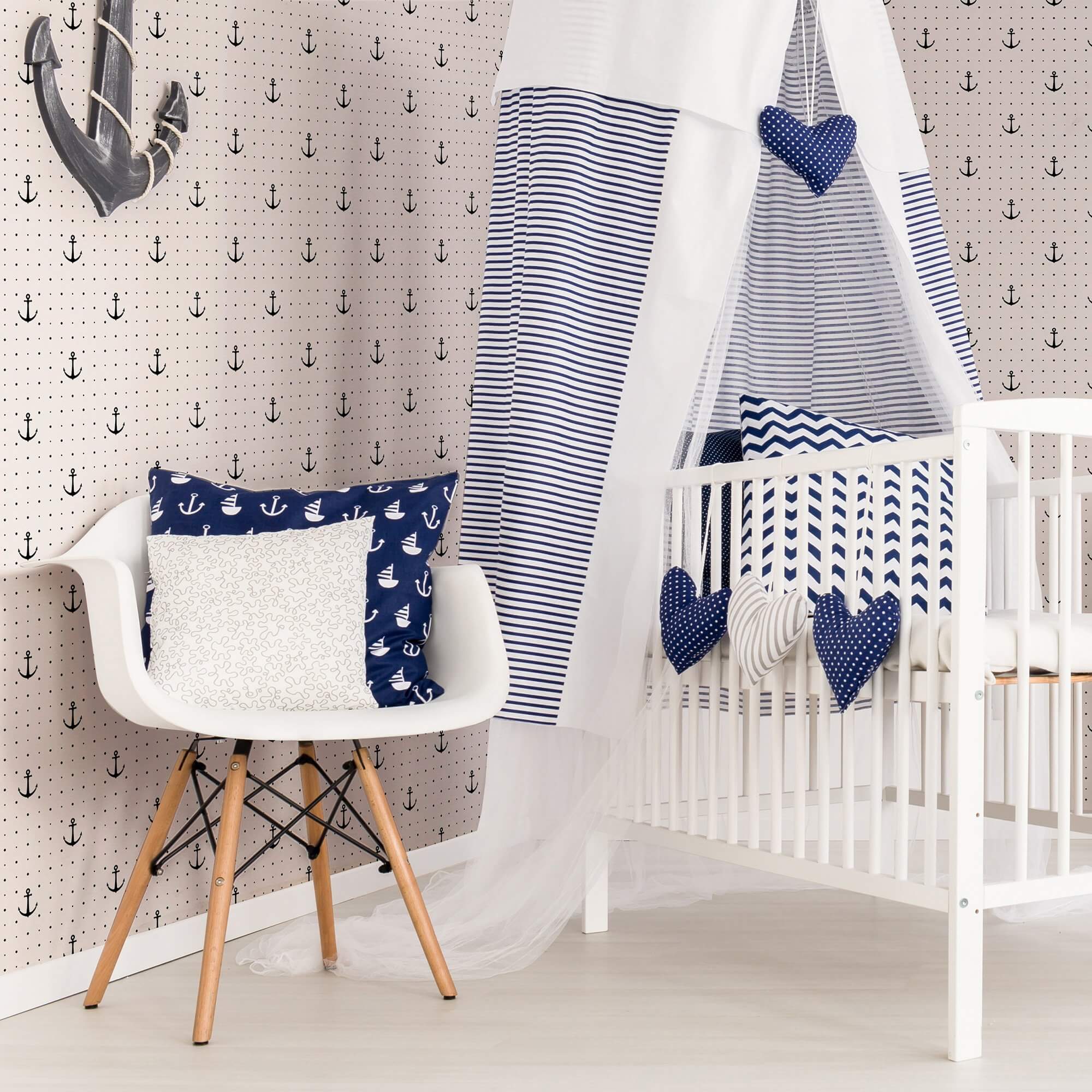White and Black Geometric Nautical Peel and Stick Removable Wallpaper 9801 - Self-Adhesive Decorative Wall Covering for Bedroom, Living Room, Nursery & Office Decor