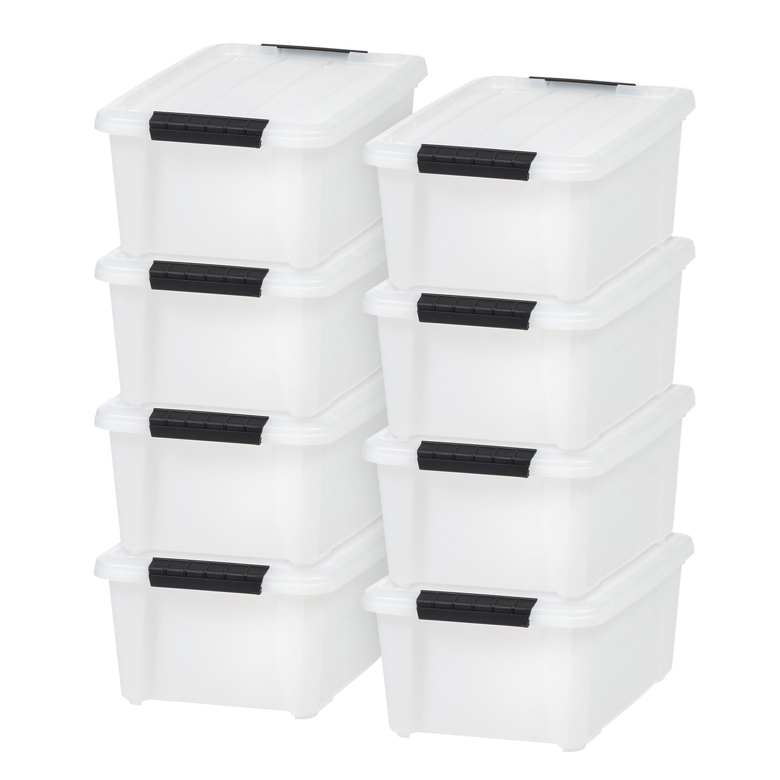 IRIS USA 13.5 Quart Stackable Plastic Storage Bins with Lids - 8 Pack BPA-Free Organizing Containers | Made in USA | Durable Nestable Design with Secure Latches & Pull Handles | Perfect for Home Organization, Closet Storage & Garage Shelving