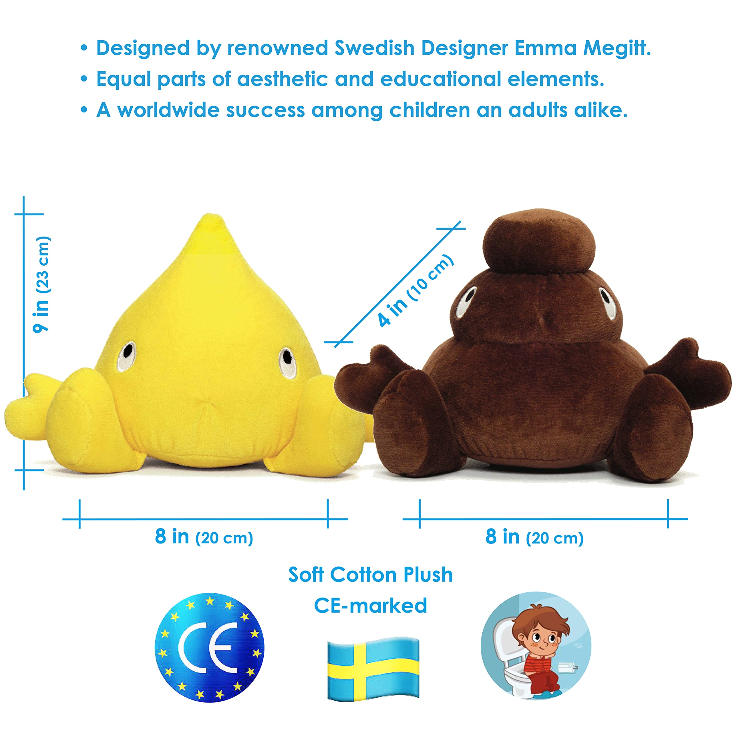 Pee & Poo Plush Toys Set - 2 Soft Stuffed Animal Pillows for Kids - Potty Training Aid & Funny Gag Gifts for Adults (6x5.5 Inches) - Perfect for Playtime, Baby Showers & Prank Gifts