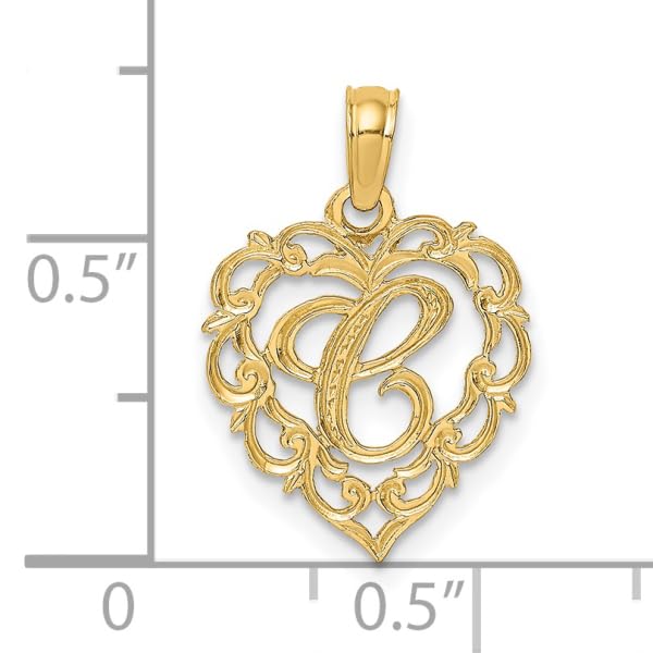 14K Solid Yellow Gold Heart Love Dainty Letter C Initial Name Monogram Necklace for Women - Elegant Personalized Jewelry Gift for Her, Perfect for Valentine's Day, Anniversary, Birthday & Everyday Wear