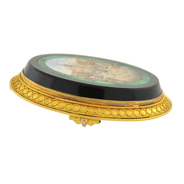 Victorian Large 18kt Gold Vatican City Micro Mosaic Pin/Pendant - Elegant Jewelry for Special Occasions & Collectors
