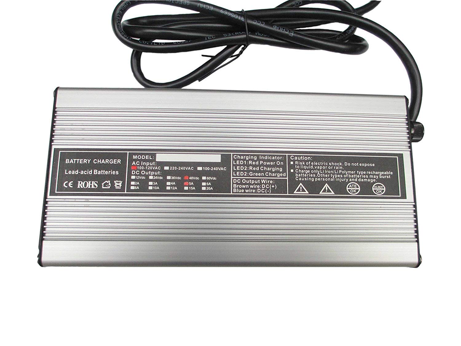 Club Car 48 Volt 5 Amp Golf Cart Battery Charger with 3 Pin Plug - Fast Charging for Golf Carts, Electric Vehicles & Mobility Scooters - Perfect for Home, Golf Course & RV Use