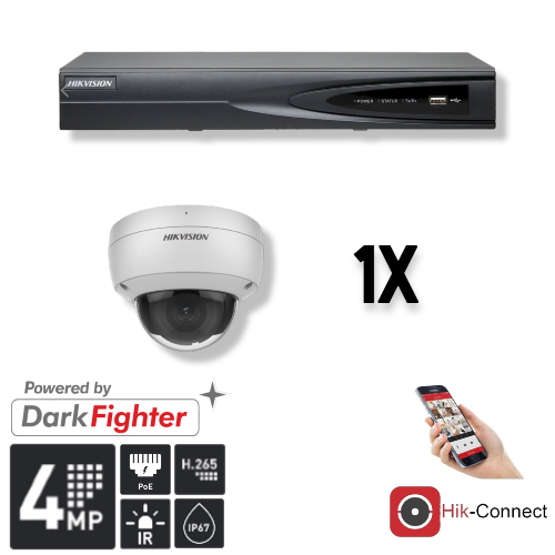 4MP Dome Security Camera System with Recorder & Cables - Indoor/Outdoor Surveillance for Home & Business Protection
