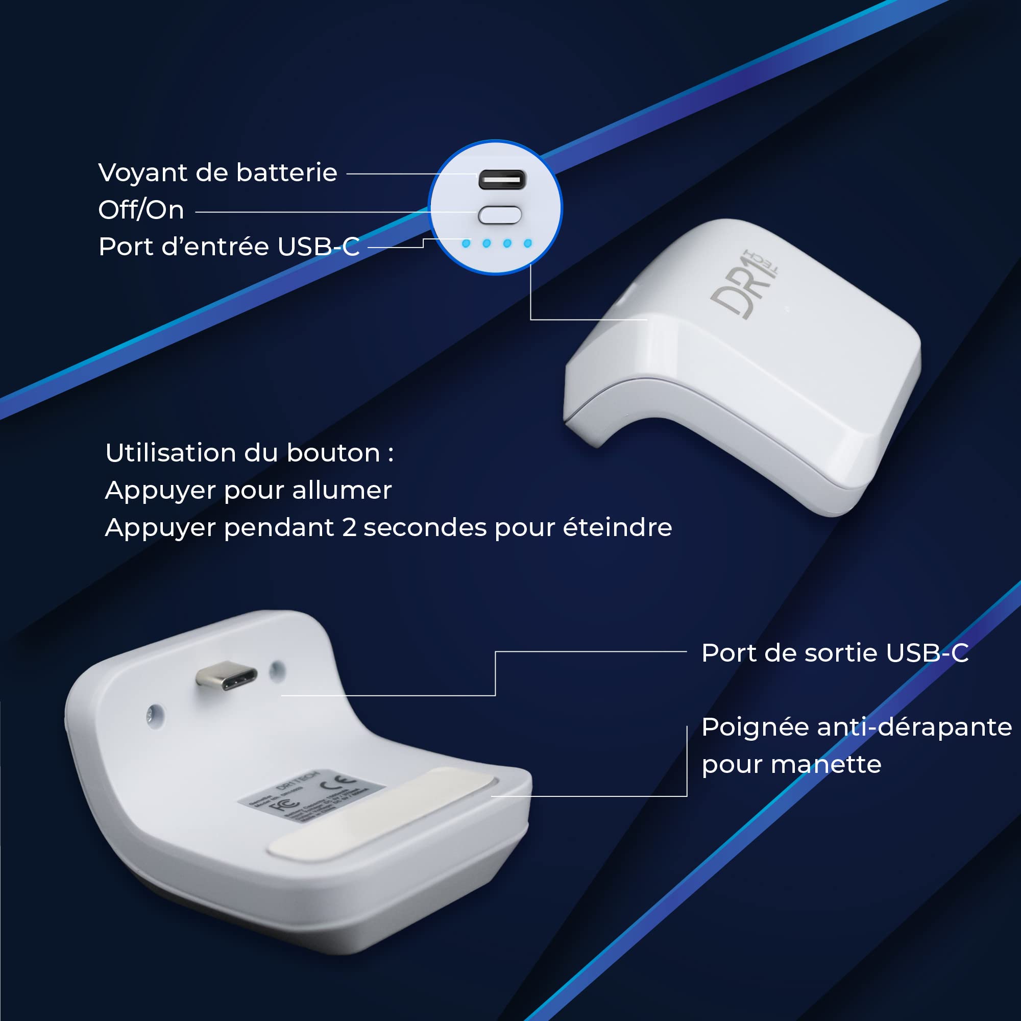 DR1TECH 1500mAh Rechargeable Battery for PS5 DualSense Controller - Extended Playtime, Ergonomic Design (White) | Perfect for Gaming Marathons & Wireless Play | PS5 Accessories & Replacement Battery Pack