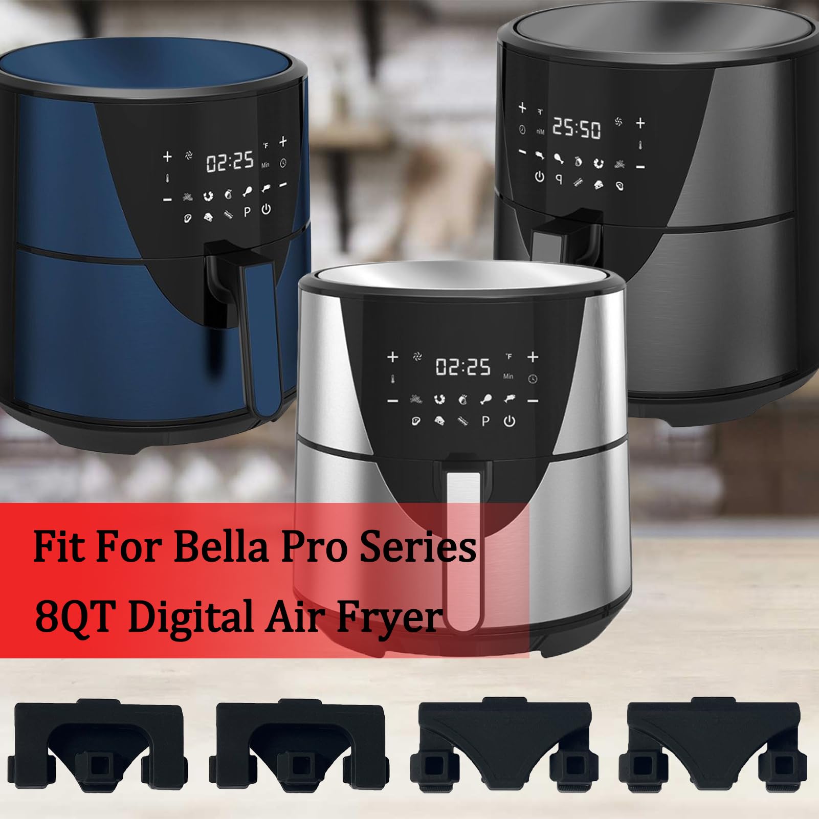 Upgraded 4PCS Silicone Rubber Bumpers for Bella Pro Series 8QT Round Air Fryer - Non-Slip Crisper Plate Stoppers & Spacers | Perfect for Cooking, Baking & Air Frying Chicken Wings, French Fries & Vegetables