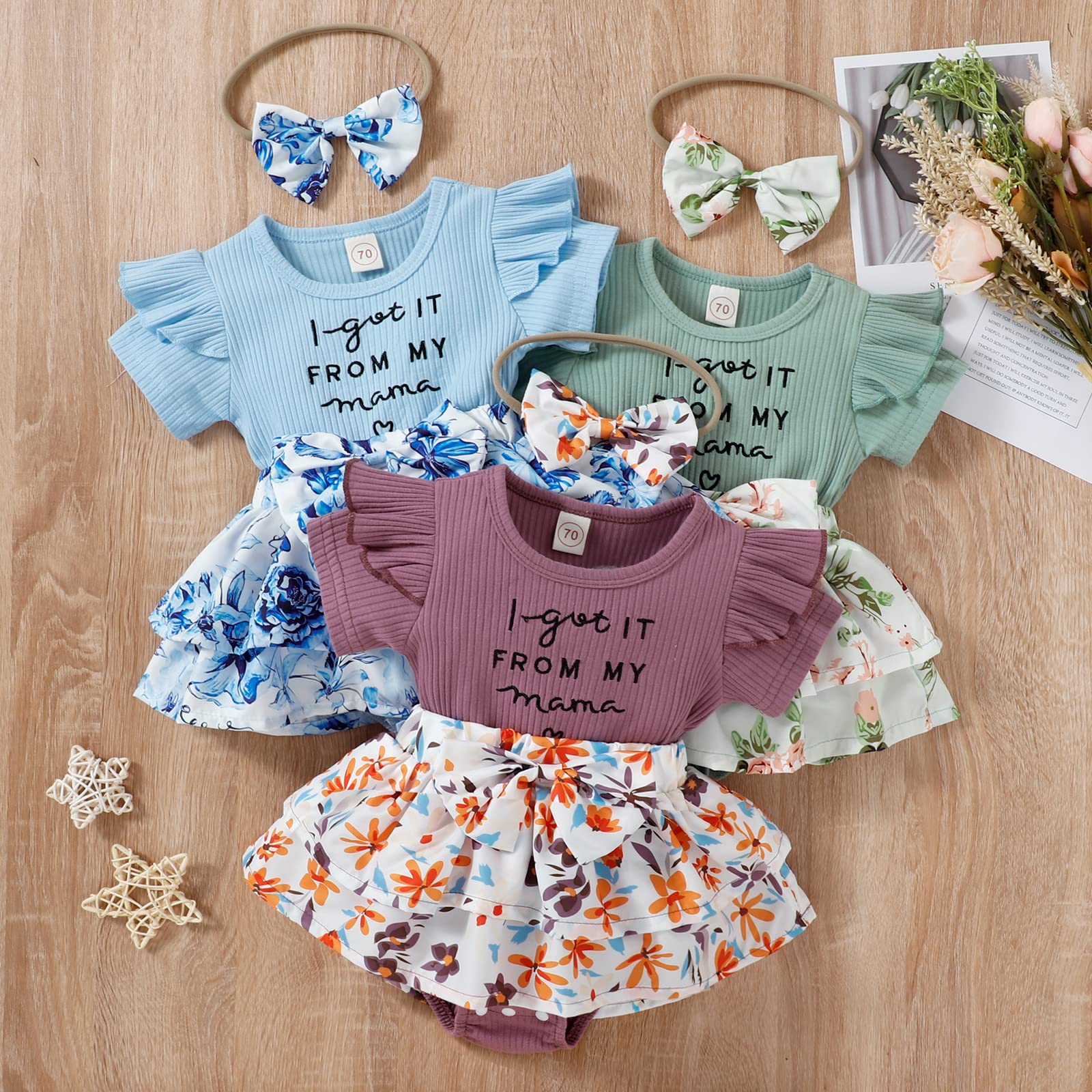 Christmas Baby Girl Outfit - Long Sleeve Floral Romper Dress & Bodysuit Playsuit for Infant Girls | Fall & Holiday Season Wardrobe