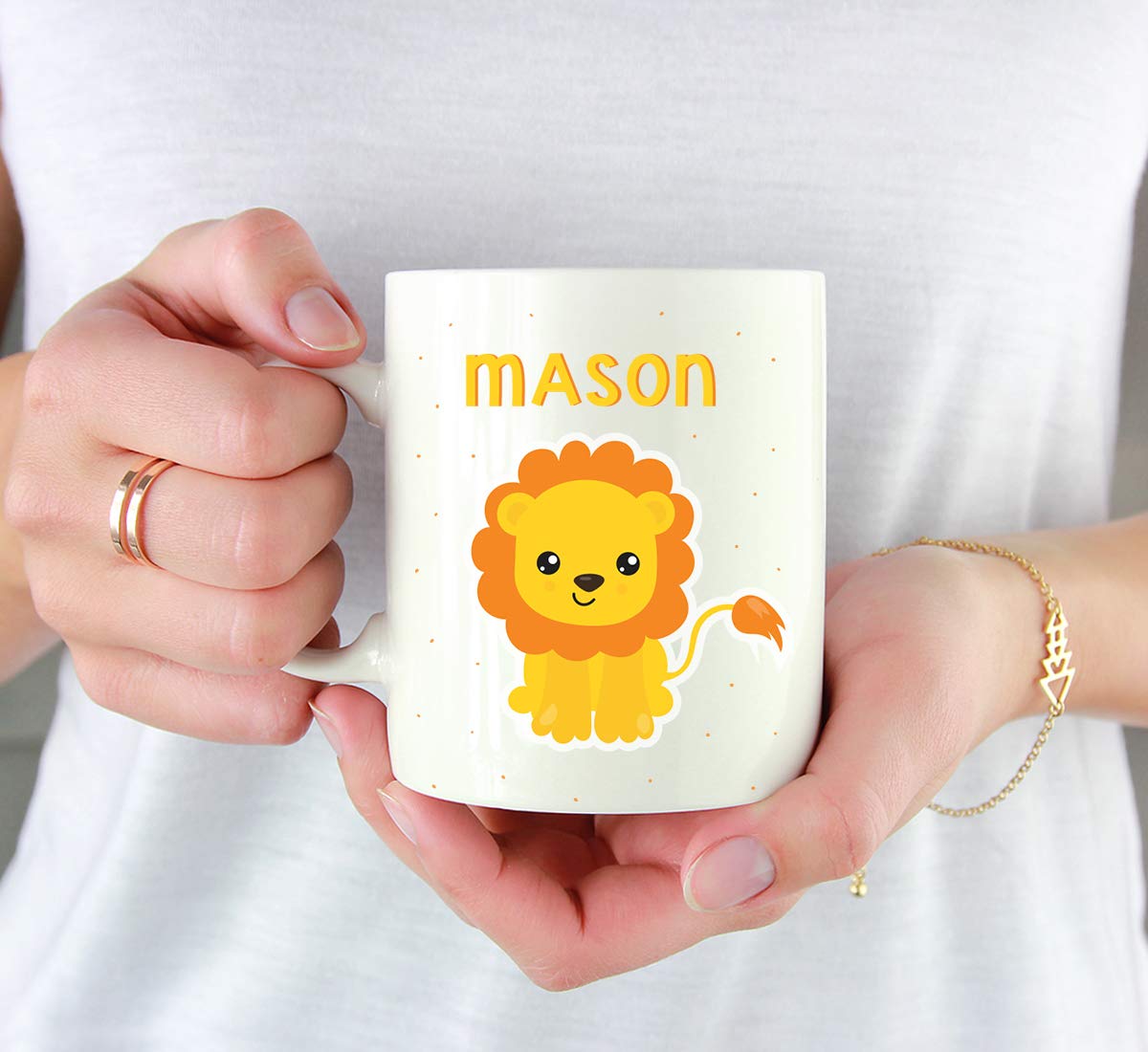 Personalized 11oz Kids Hot Chocolate Mug with Baby Lion Design - Custom Name Coffee Cup for Birthday & Christmas Gifts - Perfect for Toddlers, Children's Drinks & Holiday Celebrations