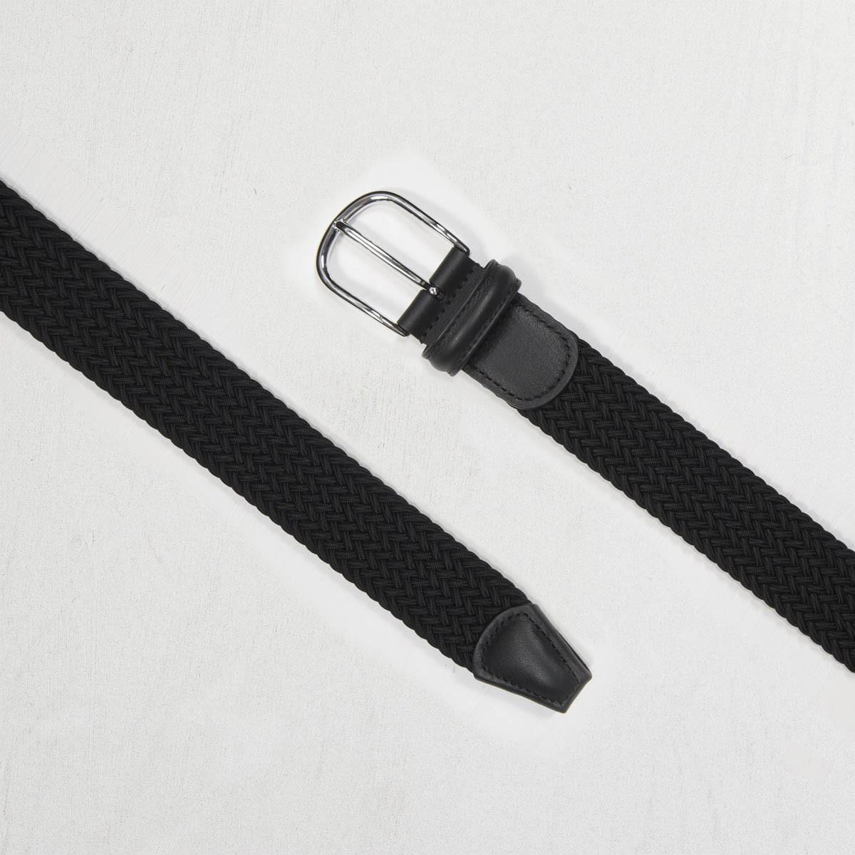 3.5cm Woven Elastic Belt for Women & Men - Adjustable Waistband - Black Stretch Belt for Pants, Jeans, Dresses - Comfortable Fashion Accessory for Casual & Work Outfits