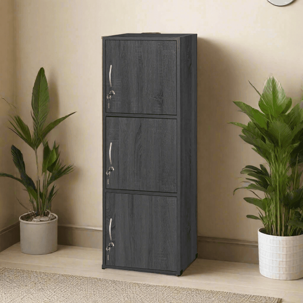 Koen 3-Tier Storage Cabinet - Organize Home, Office & Closet - Durable & Stylish Shelf for Books, Toys & Supplies