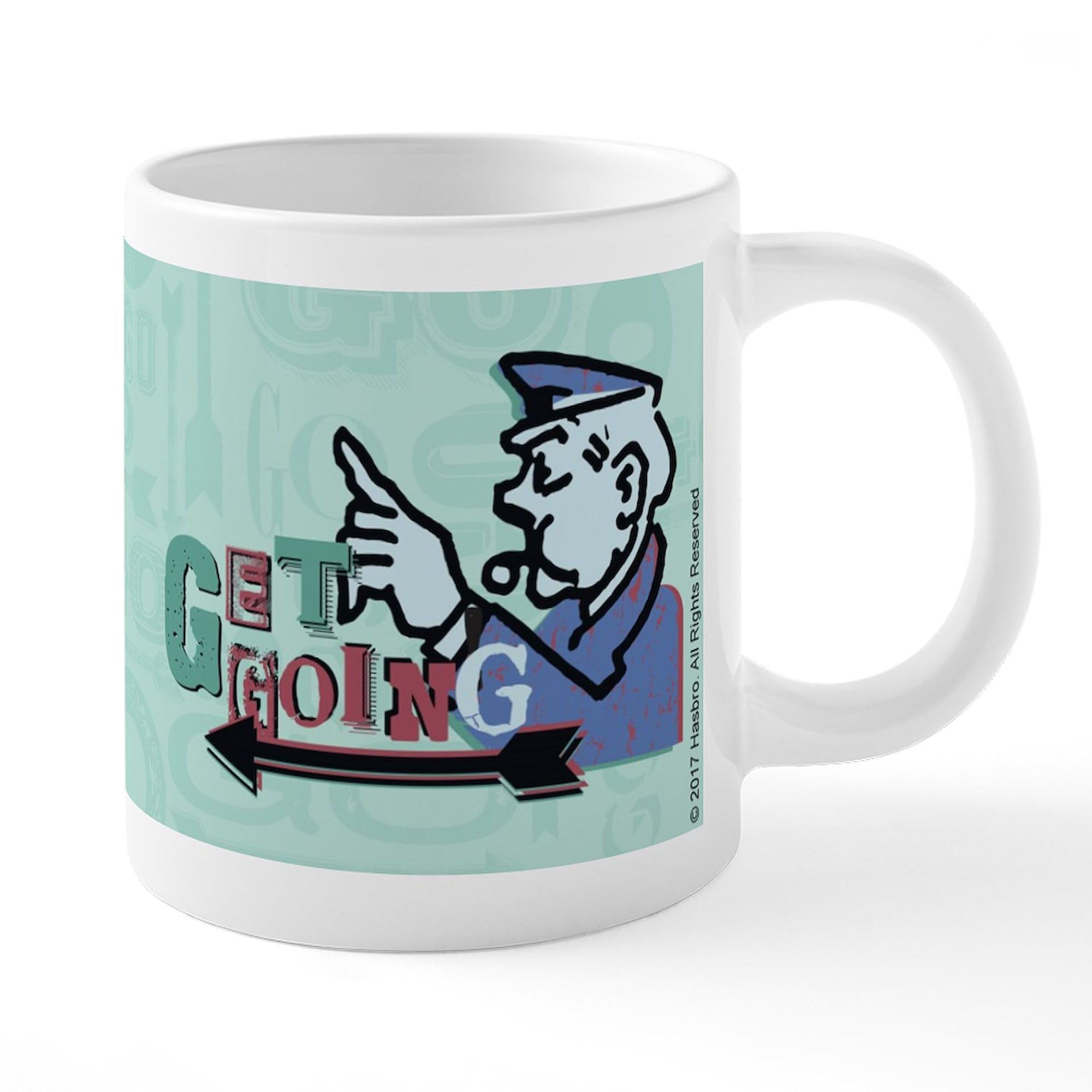 Monopoly Get Going 20 oz Ceramic Coffee Mug - Large Insulated Travel Cup for Office, Home & Commute | Funny Board Game Themed Gift for Gamers