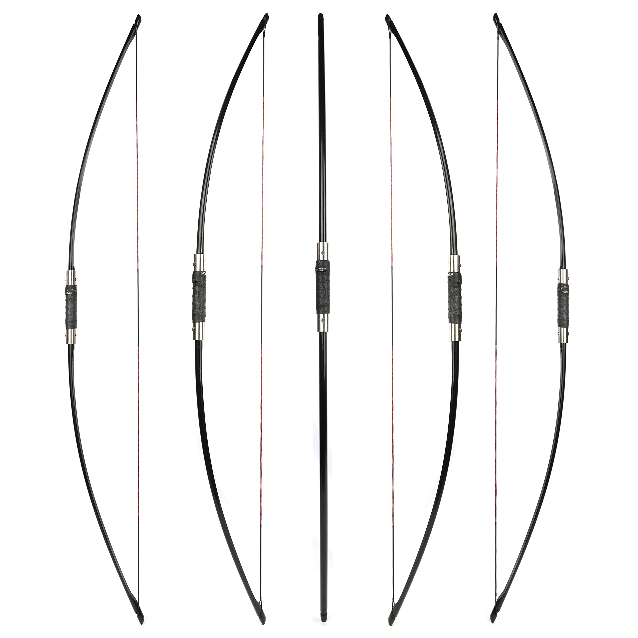 Traditional Long Bow 25-120 Lbs Takedown Recurve Bow | Right & Left Hand English Longbow for Archery, Target Practice & Hunting | Perfect for Beginners & Outdoor Enthusiasts