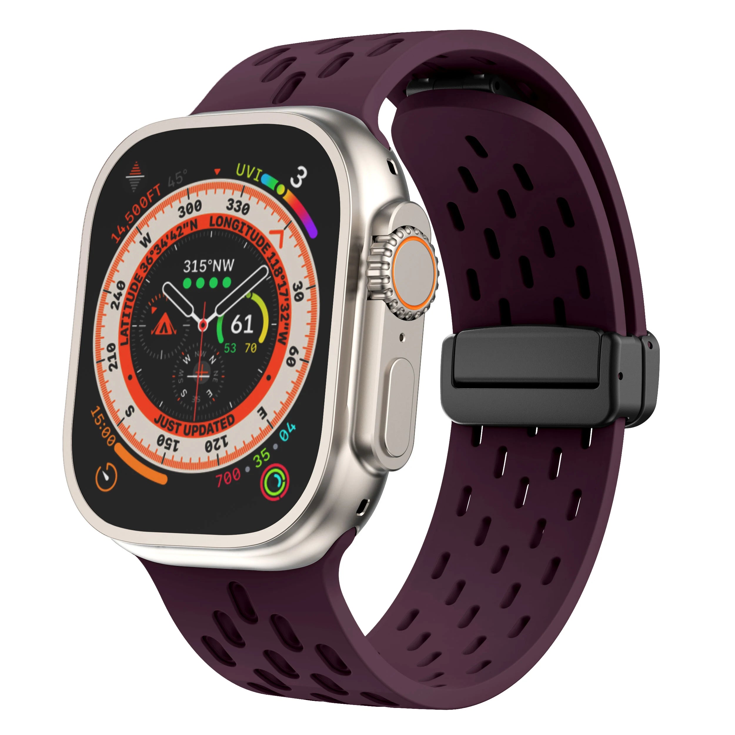 Breathable Silicone Magnetic Watch Bands - Adjustable, Comfortable & Secure Strap for Apple Watch, Samsung Galaxy, Fitbit - Perfect for Workouts, Running & Everyday Wear