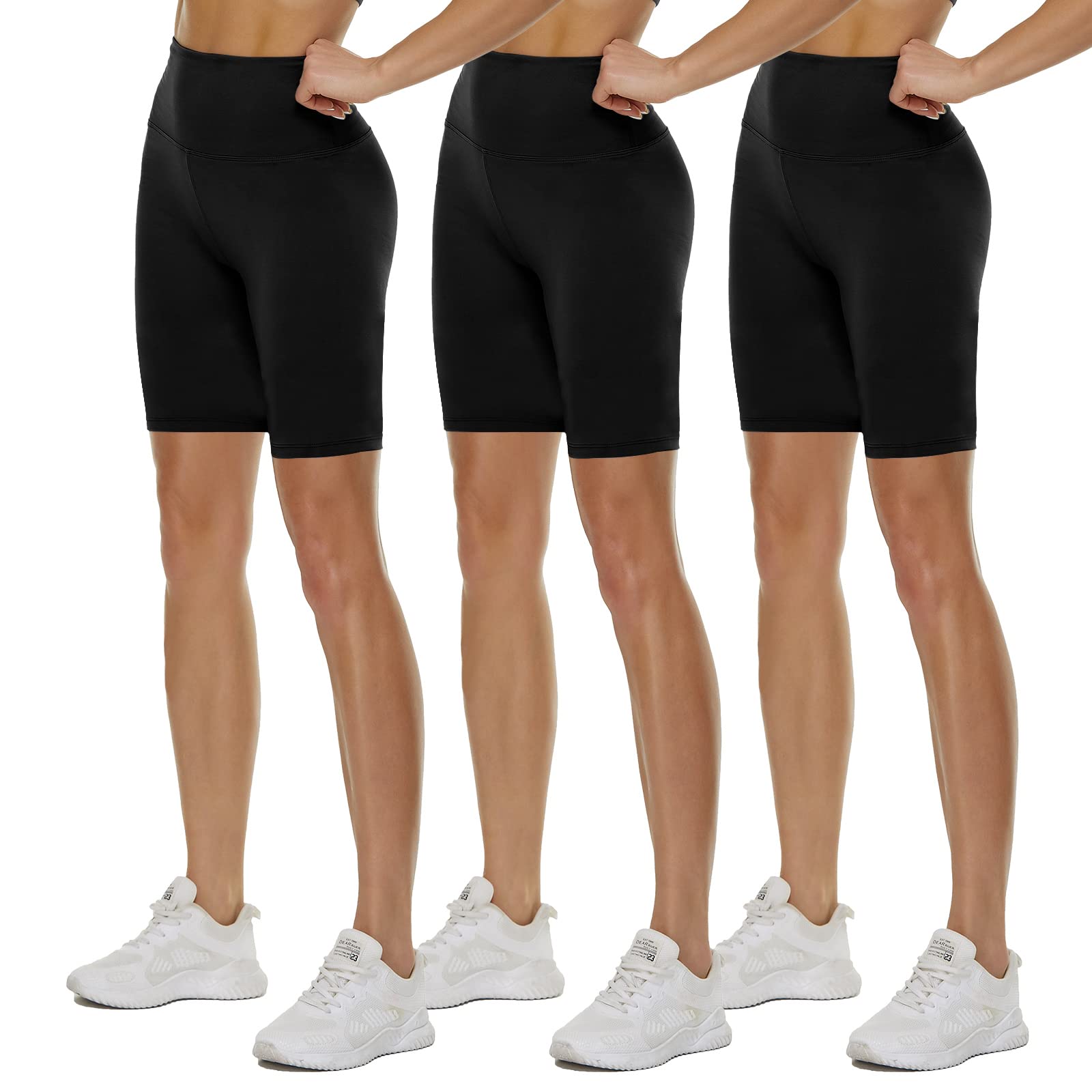 3 Pack High Waisted Biker Shorts for Women - 3