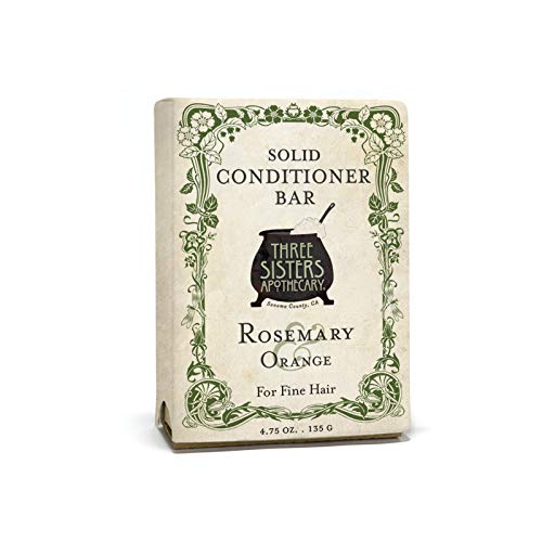 Three Sisters Apothecary Rosemary Orange Solid Hair Conditioner Bar - Natural Vegan Hair Care for Dry & Damaged Hair | Perfect for Travel, Gym & Eco-Friendly Lifestyle