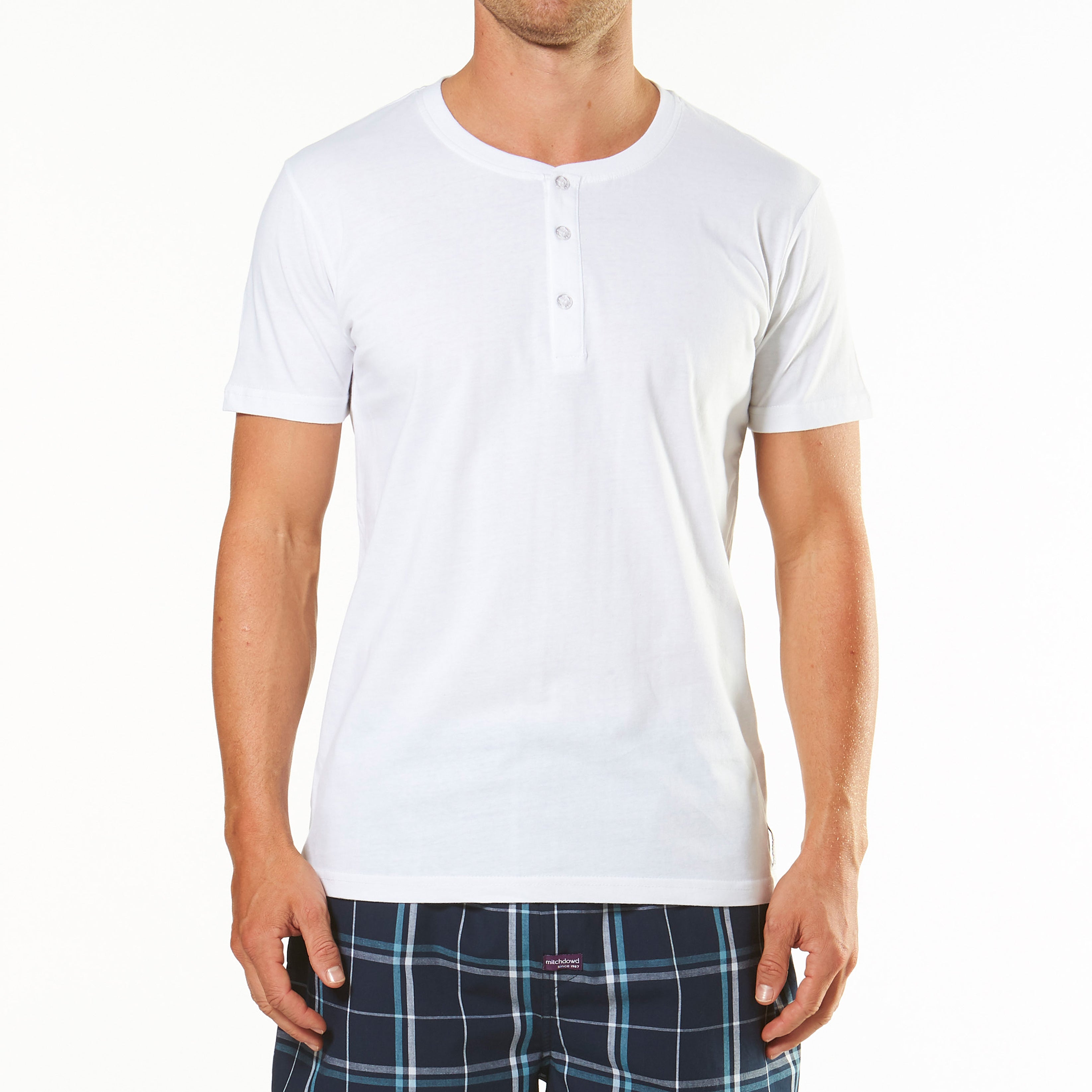 Men's Short Sleeve Henley T-Shirt - Soft Cotton Crew Neck Casual Top for Everyday Wear | Perfect for Summer, Gym & Outdoor Activities (White)