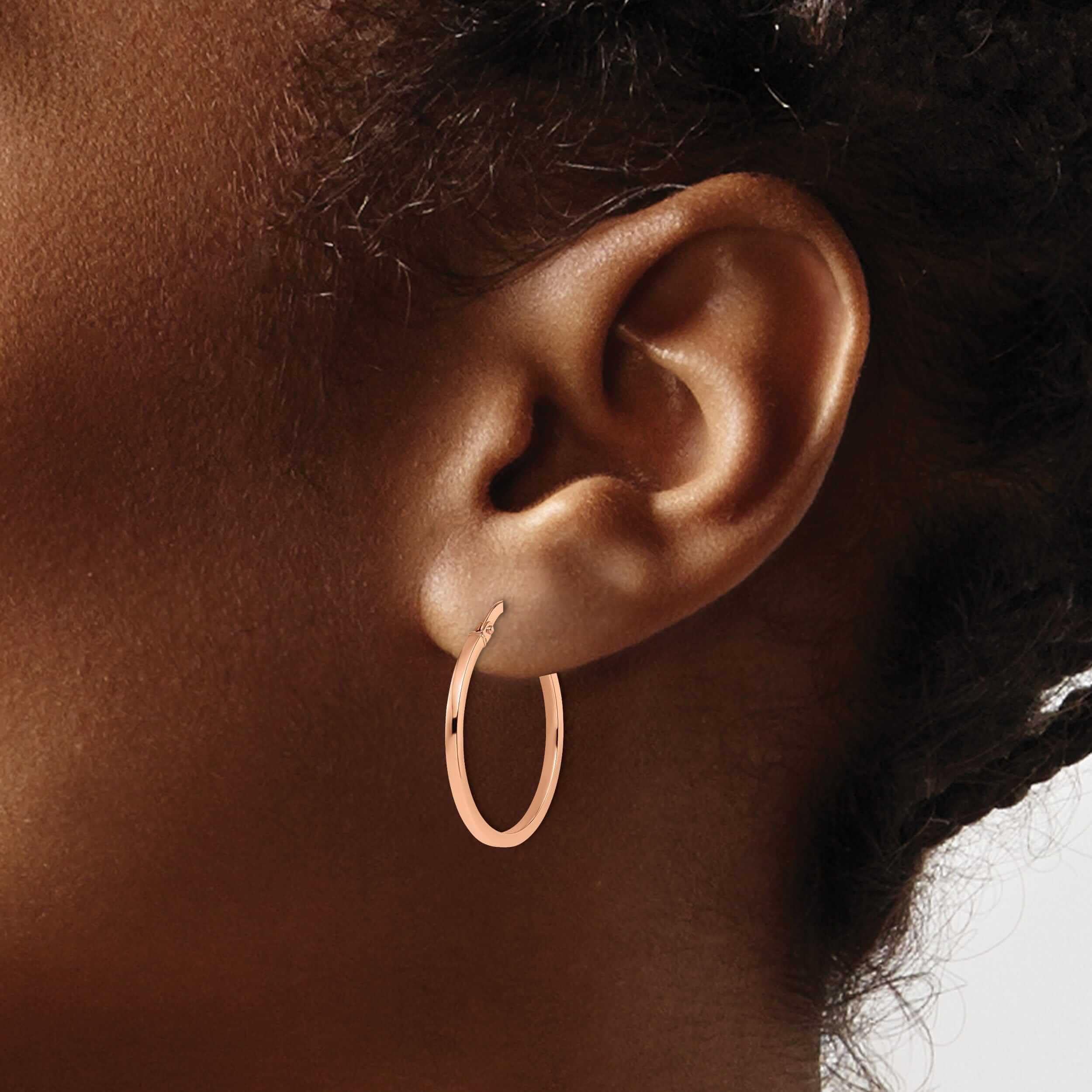 14K Rose Gold Hoop Earrings for Women - Classic Dainty Huggie Hoops - Perfect for Everyday Wear, Gifts & Special Occasions