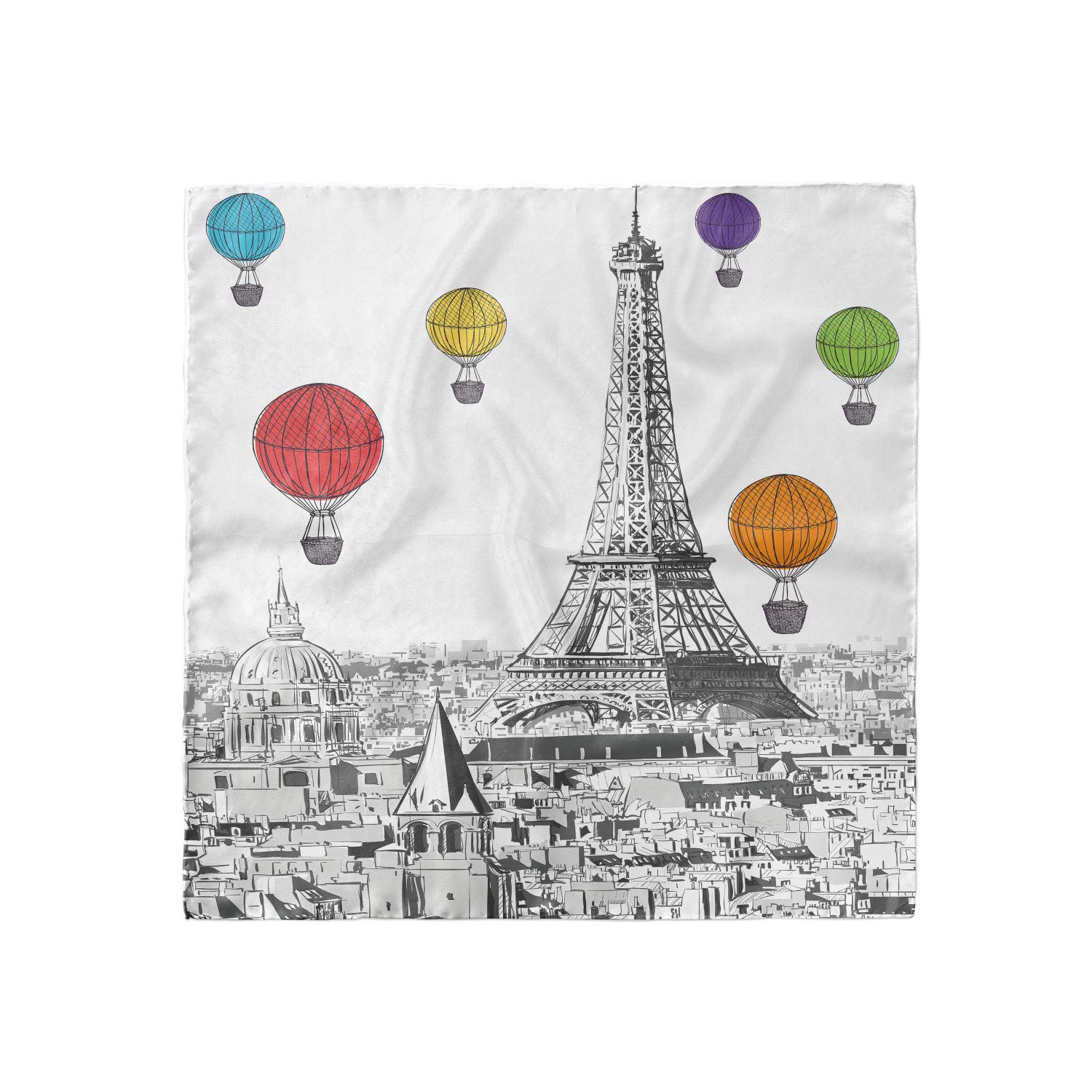 Ambesonne Paris Headscarf - Stylish Eiffel Tower & Balloons Print Hijab Scarf for Women | Fashion Accessory for Travel, Outfits & Special Occasions