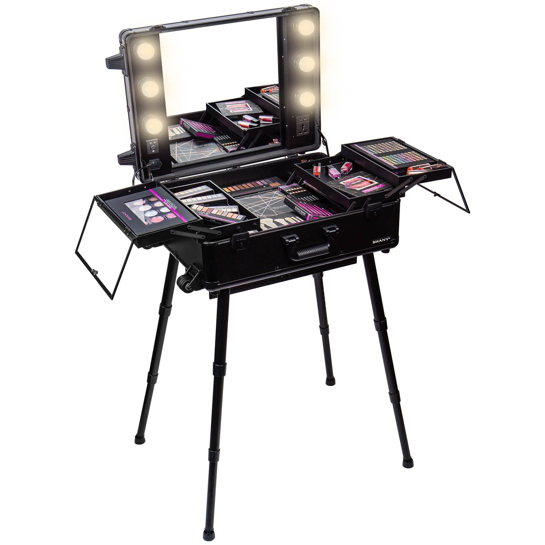 Professional Studio ToGo Wheeled Makeup Case & Organizer with LED Light - Portable Beauty Storage for Makeup Artists, Travel, Salon & On-the-Go Cosmetics Organization