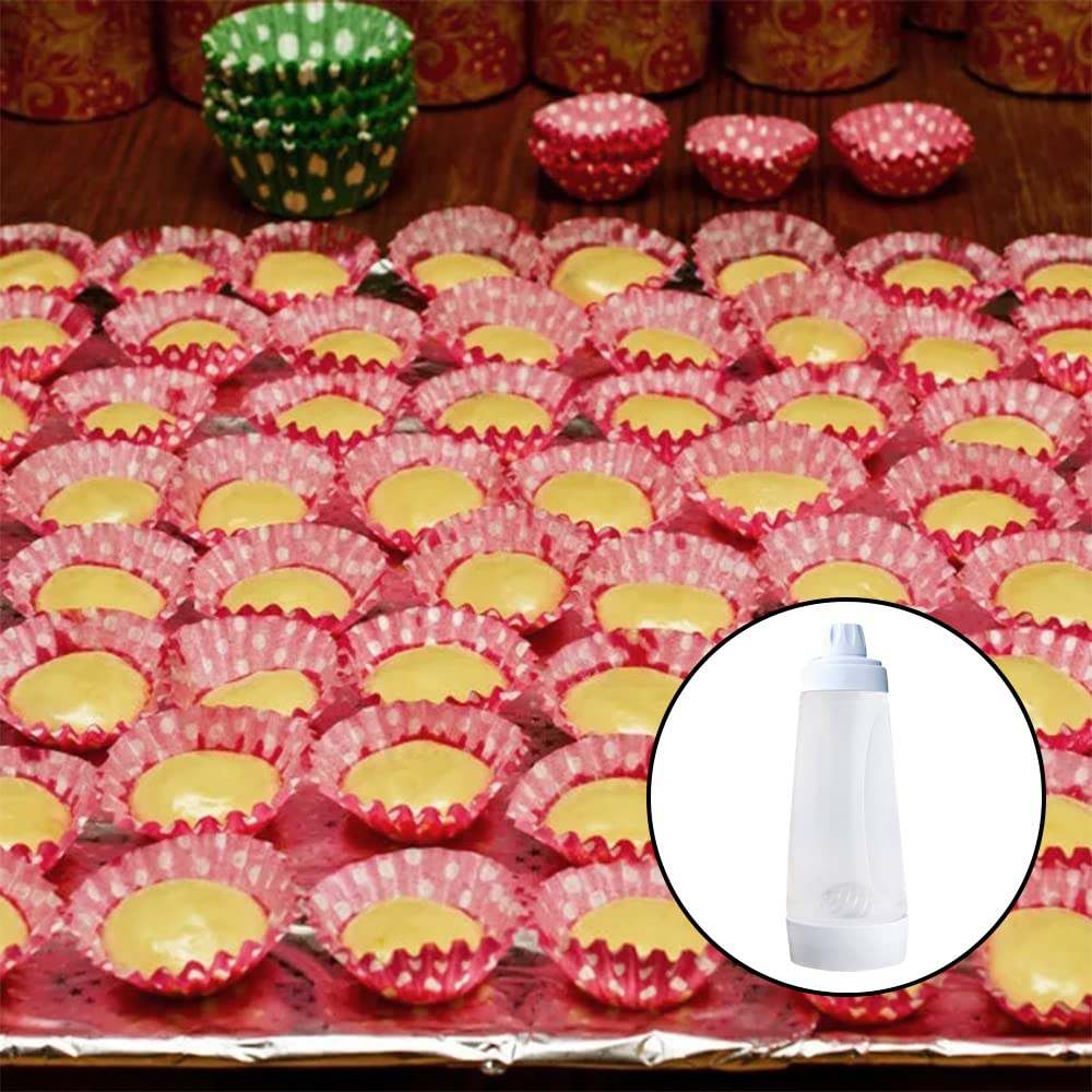 1000ML Batter Mixer with Measurement Scale & Stirring Ball - Handheld Pancake, Waffle, Crepe & Cupcake Batter Dispenser - Perfect for Breakfast Baking & Kitchen Cooking Tools