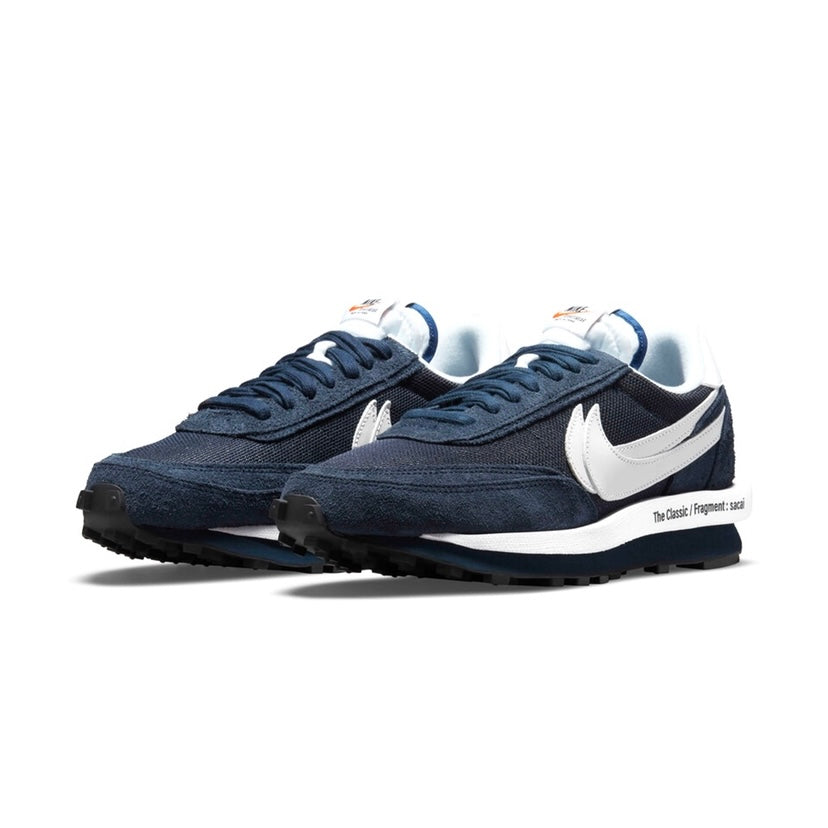 Nike x Sacai x Fragment LD Waffle SF Sneakers - Midnight Navy & White Colorway - Limited Edition Collaboration Shoes for Running, Streetwear & Fashion