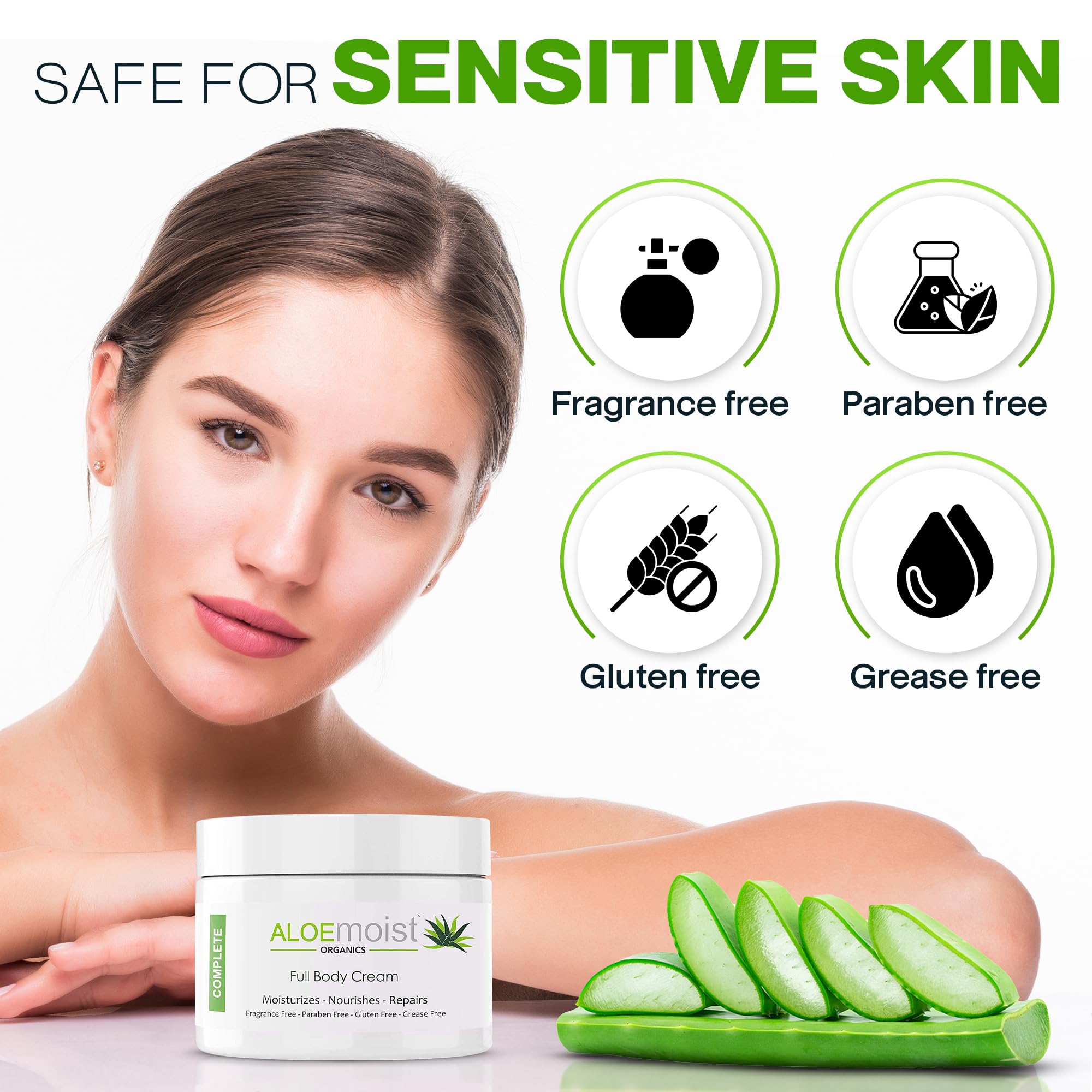 Organic Aloe Vera Lotion for Face & Body - Natural Moisturizing Cream with Aloe Vera, Vitamin E, Vitamin C, Retinol & Shea Butter | Anti-Aging, Hydrating & Nourishing Cream for Women & Dry Skin (4 oz) | Perfect for Daily Skincare Routine, Night Care & Travel Essentials
