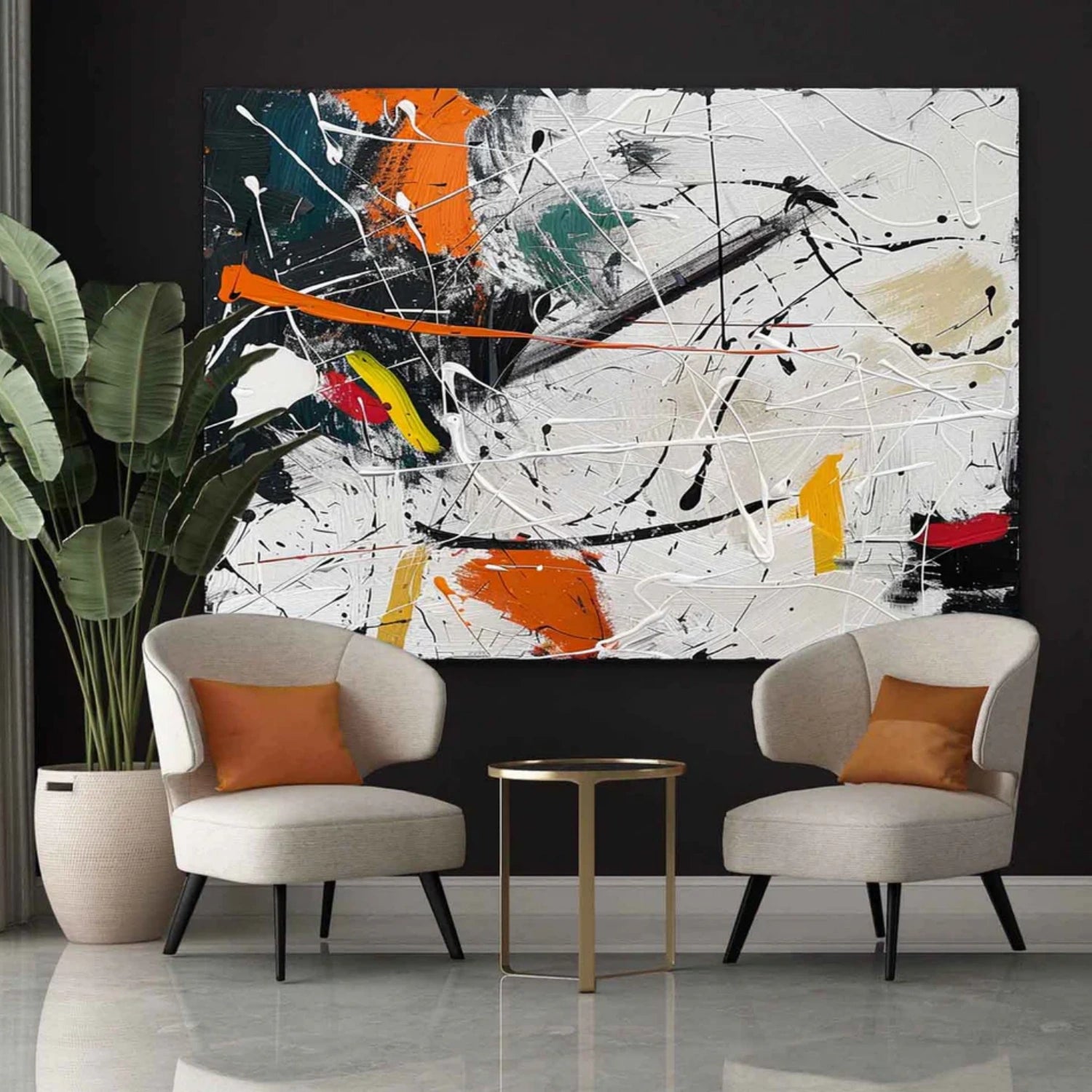 Pollock Art #JP005 - Abstract Drip Painting Wall Decor for Modern Home & Office | Perfect for Living Room, Bedroom & Office Spaces