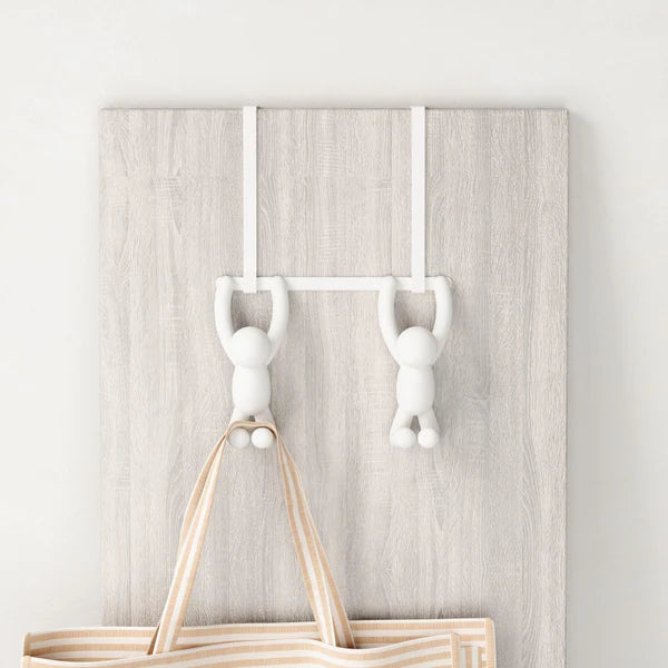 Over The Door Hooks - Set of 2 White Space-Saving Hooks for Bathroom, Bedroom & Closet Organization