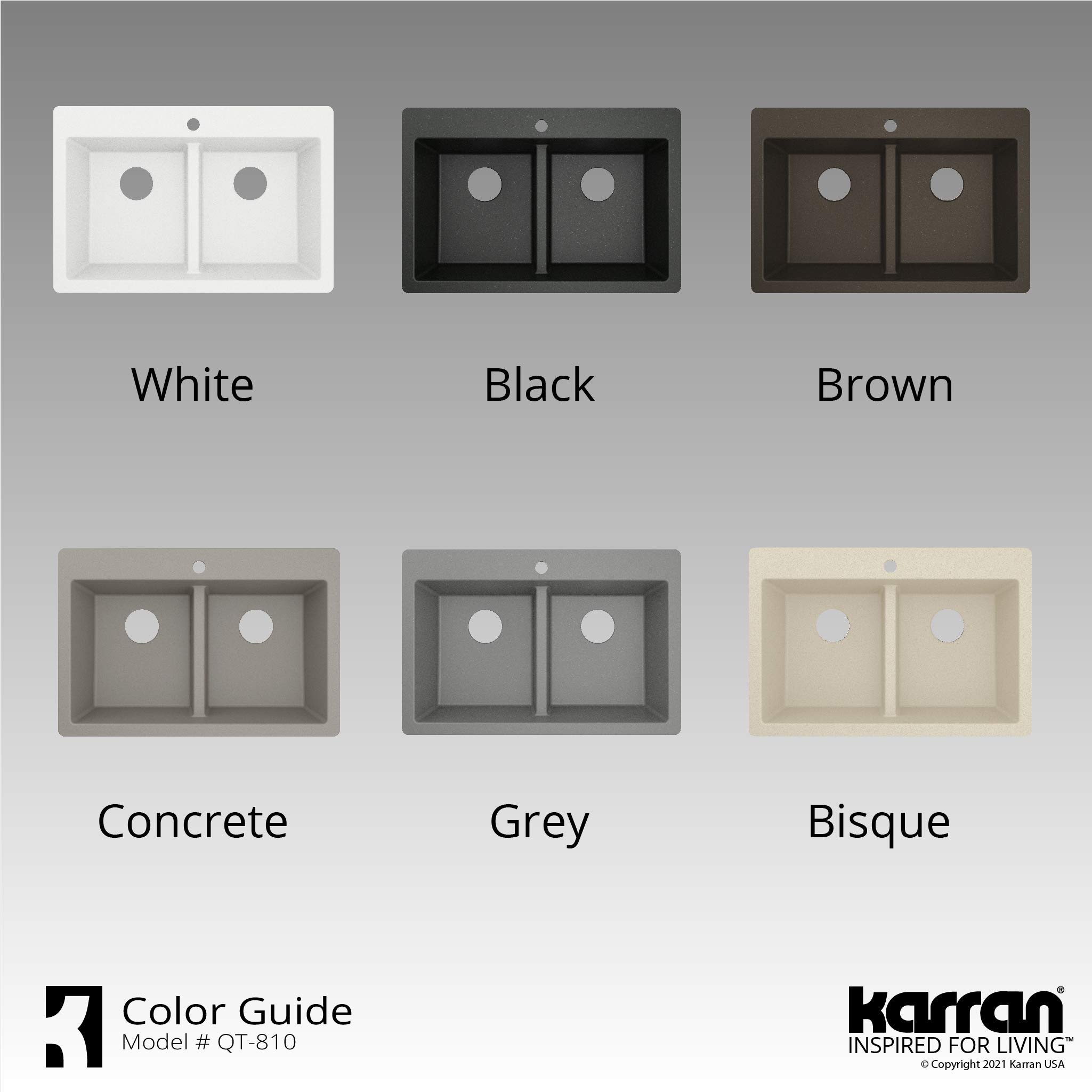 Karran QT-810 33-inch Top Mount Double Bowl Quartz Kitchen Sink in Concrete Gray - Durable Stain-Resistant Undermount Sink for Modern Farmhouse & Contemporary Kitchens