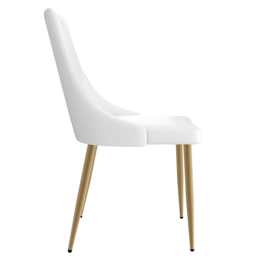Carmilla/Antoine 5-Piece Dining Set - Aged Gold Finish with White Upholstered Chairs - Perfect for Kitchen, Dining Room & Small Space Entertaining