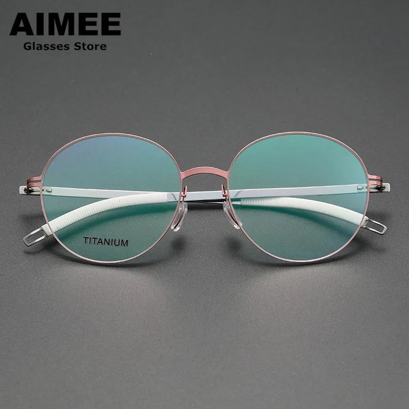 Aimee Unisex Full Rim Round Screwless Titanium Acetate Eyeglasses 2537 - Lightweight & Durable Frame for Reading, Computer Work & Everyday Wear