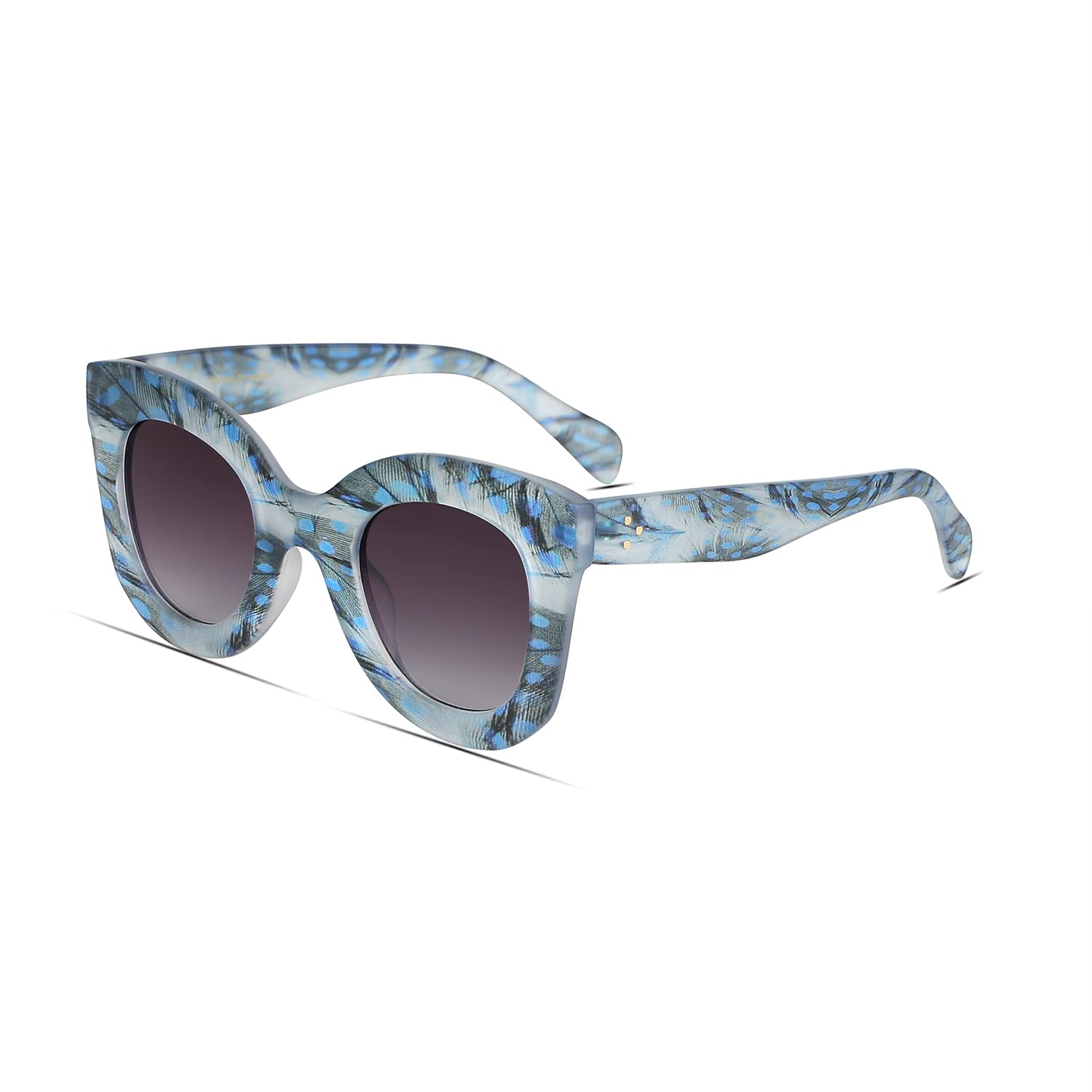 Trendy Butterfly Sunglasses for Women - Thick Frame Round Cat Eye Sun Glasses with Freckles Design | Perfect for Beach, Summer Outfits & Fashion Accessories