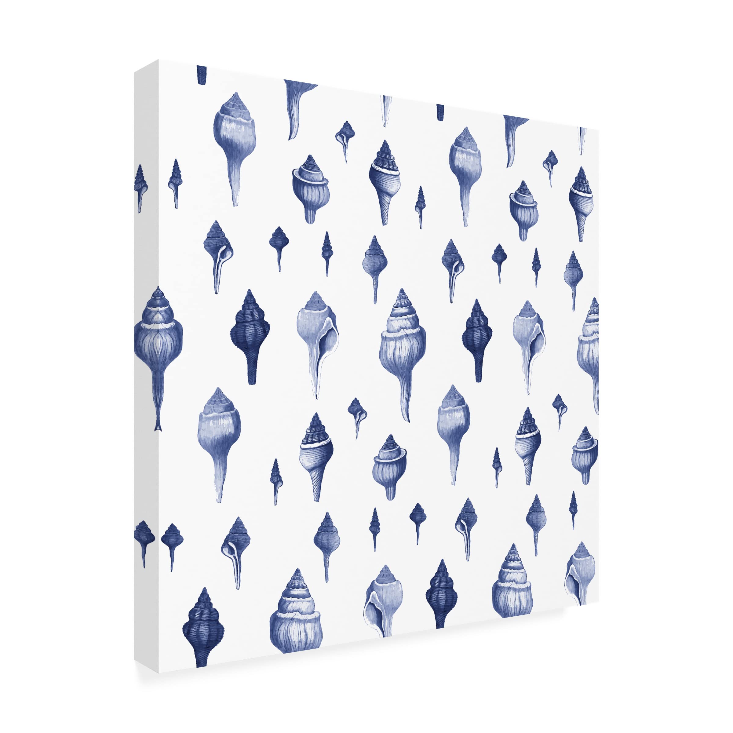 Trademark Fine Art 'Spiral Shells Blue' Canvas Wall Art by Cora Niele - Ocean Themed Home Decor for Living Room, Bedroom & Office