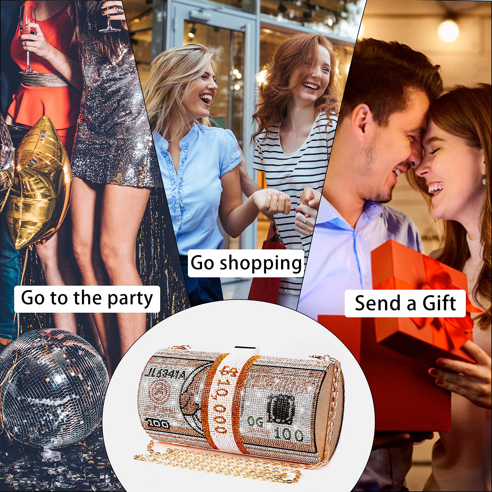 Sparkling Rhinestone Red Money Clutch Purse for Women | Crystal Evening Handbag | Wedding Party Clutch | Perfect for Prom, Gala & Special Occasions