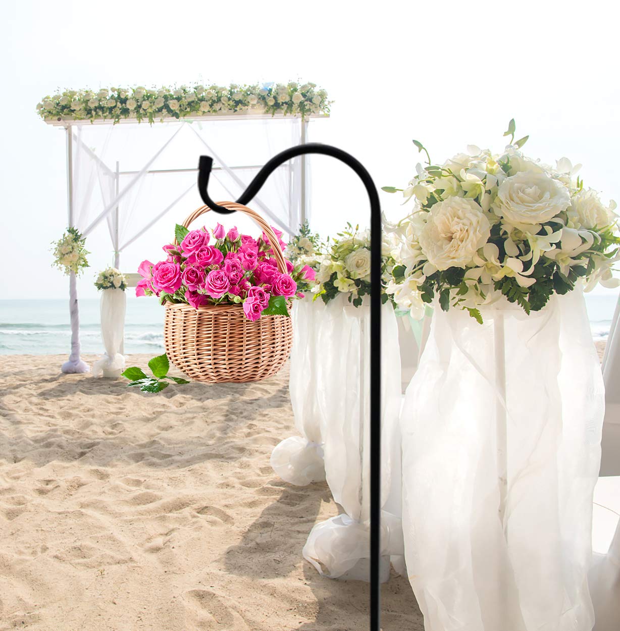 Urban Deco 8PK Heavy Duty Shepherd's Hooks - 37 Inch Tall Adjustable Height Outdoor Plant Hangers, Garden Stakes & Hooks for Wedding Decor, Patio, Backyard & Landscaping | Perfect for Hanging Plants, Lanterns & Decorations