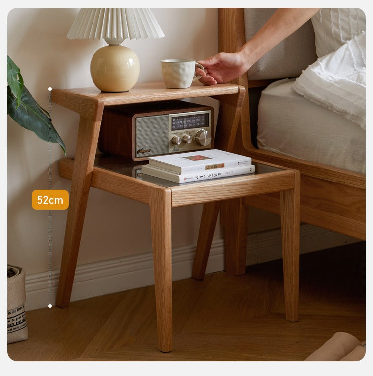 Solid Oak Wood Nightstand - Sturdy Bedside Table with Drawer for Bedroom, Living Room, or Office - Perfect for Storage and Decor