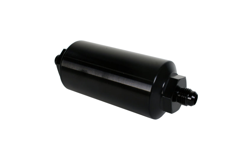 Aeromotive AN-6 Male Inline Fuel Filter 10 Micron Microglass Element - Bright Dip Black Finish for High Performance Fuel Systems & Racing Applications